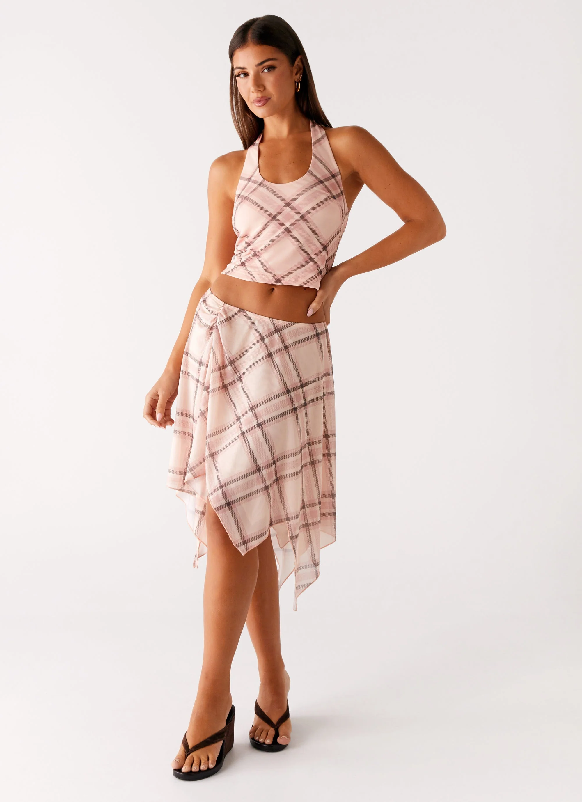 Fit Check Halter Top - Pink Check - Image 9