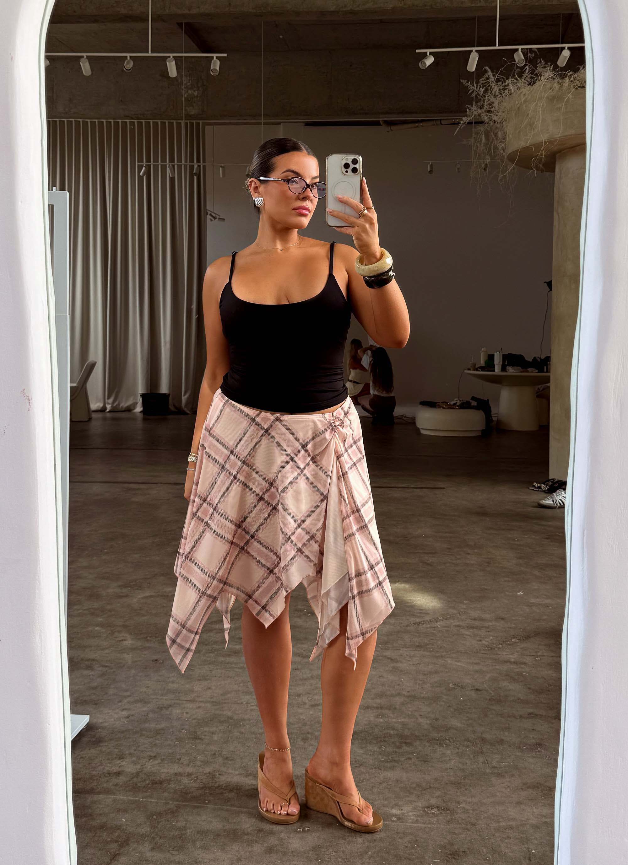 Fit Check Midi Skirt - Pink Check - Image 3