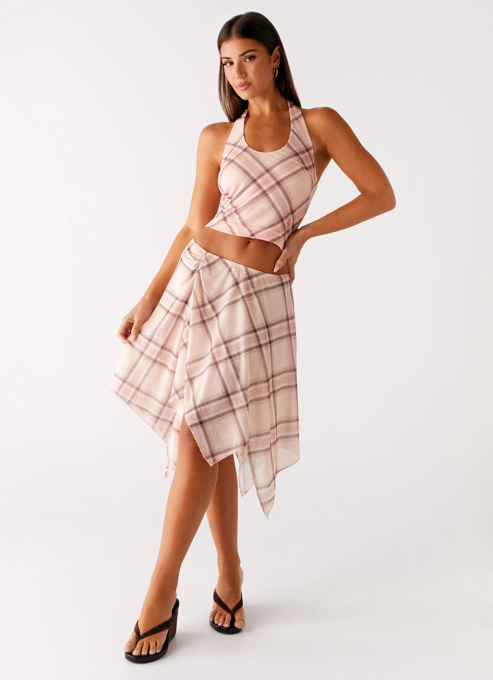 Fit Check Midi Skirt - Pink Check - Image 5