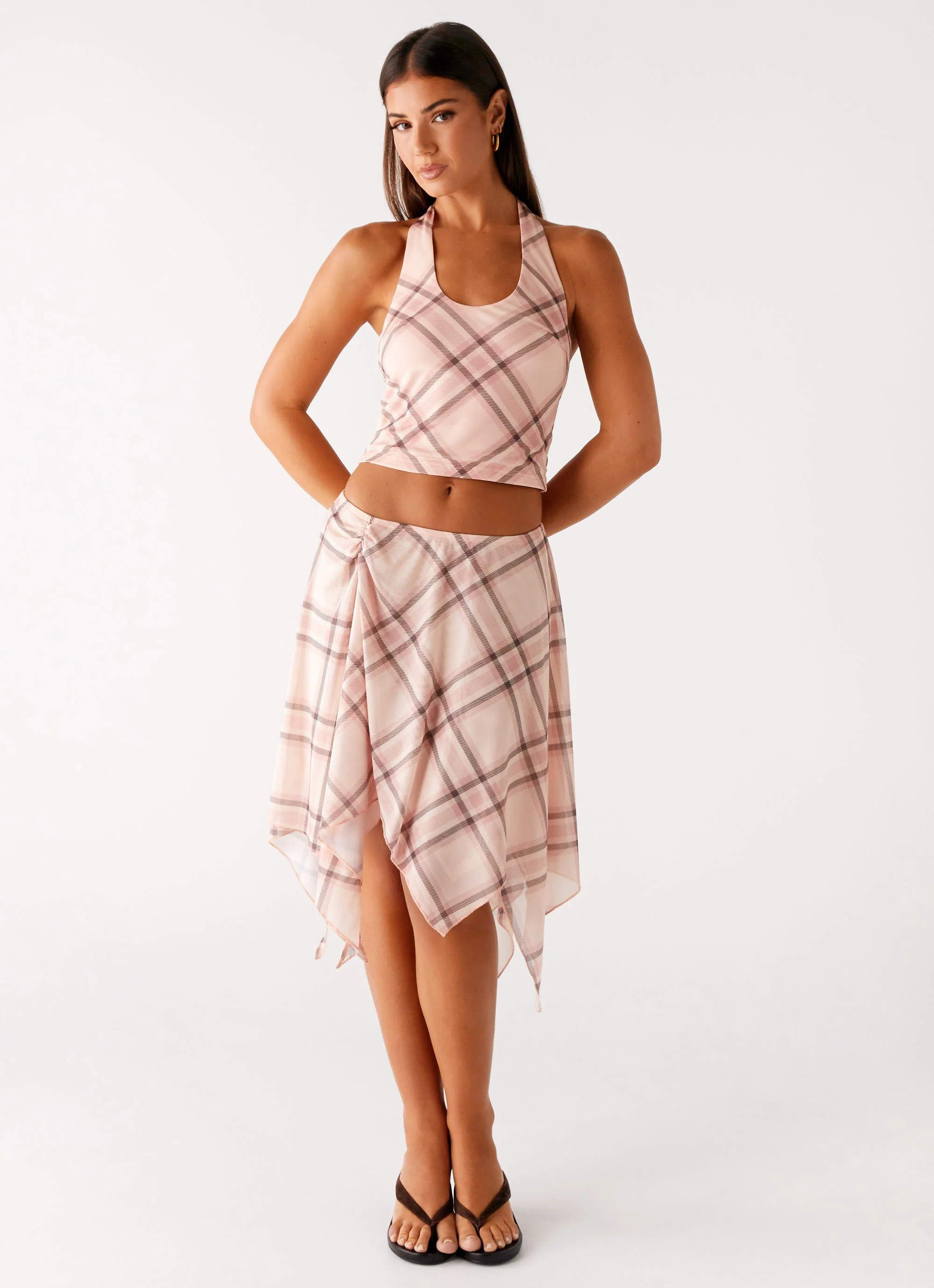 Fit Check Midi Skirt - Pink Check - Image 9