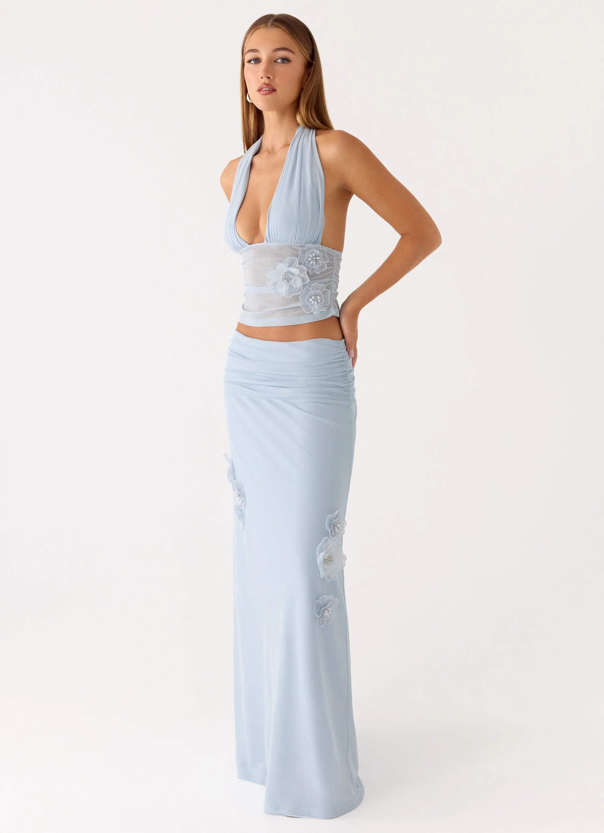 Fleur Power Maxi Skirt - Blue - Image 8