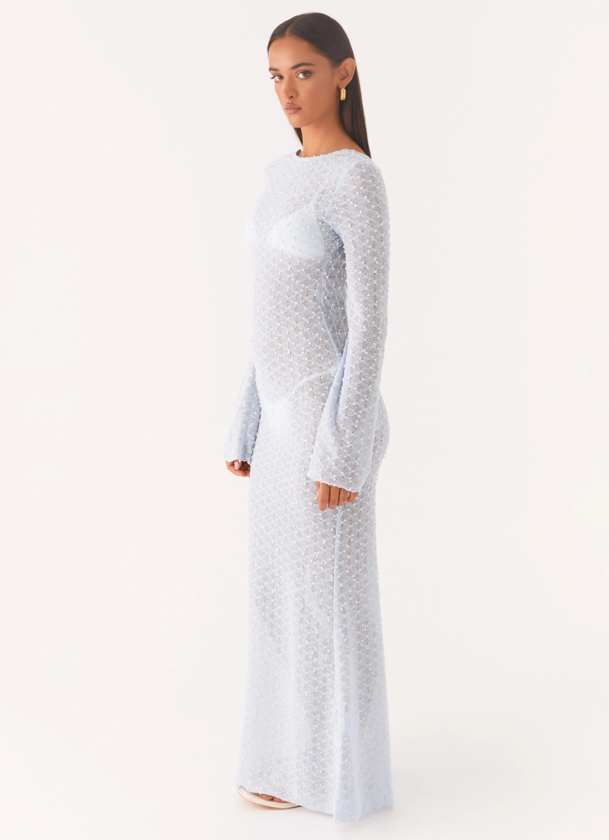 Flirty Knitted Maxi Dress - Blue - Image 3