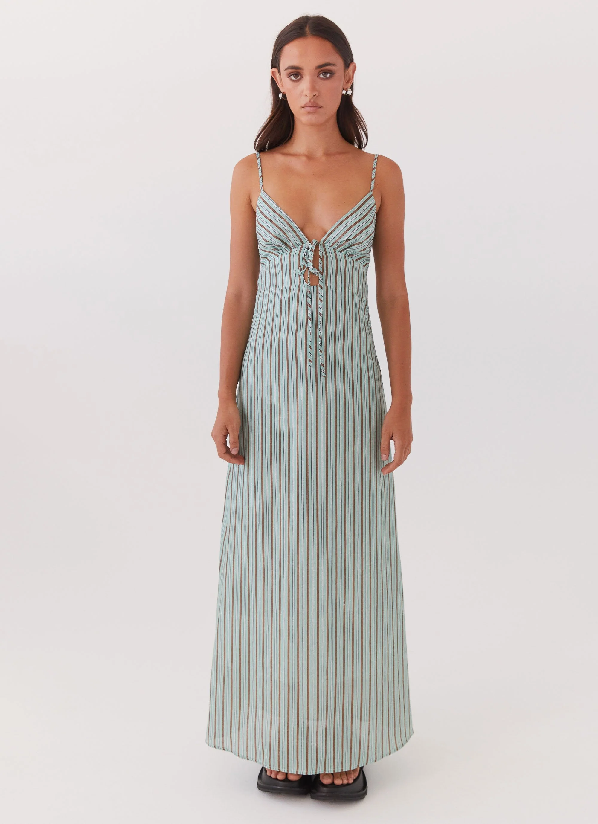 Flora Linen Maxi Dress - Coastal Stripe - Image 3