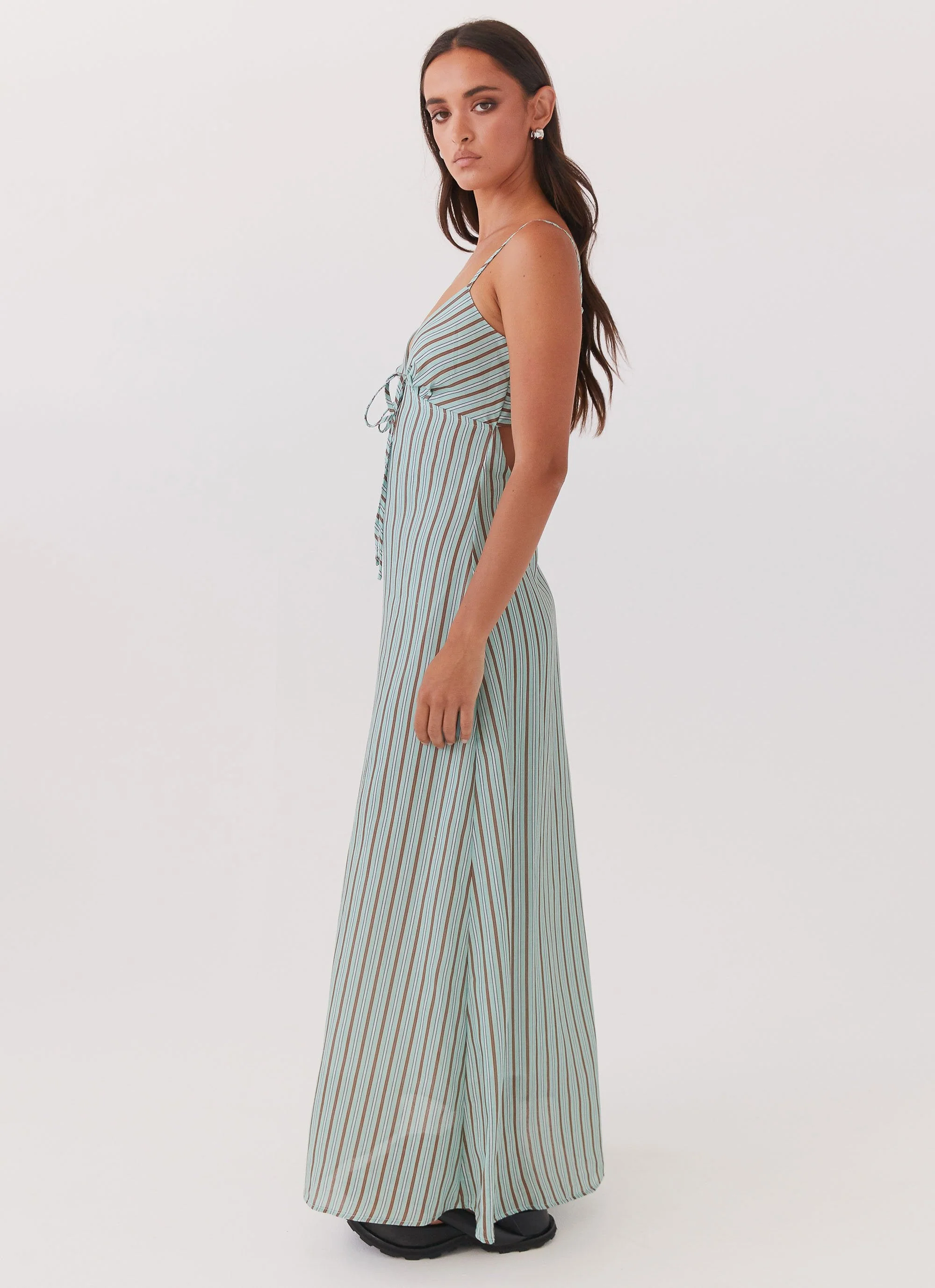 Flora Linen Maxi Dress - Coastal Stripe - Image 4
