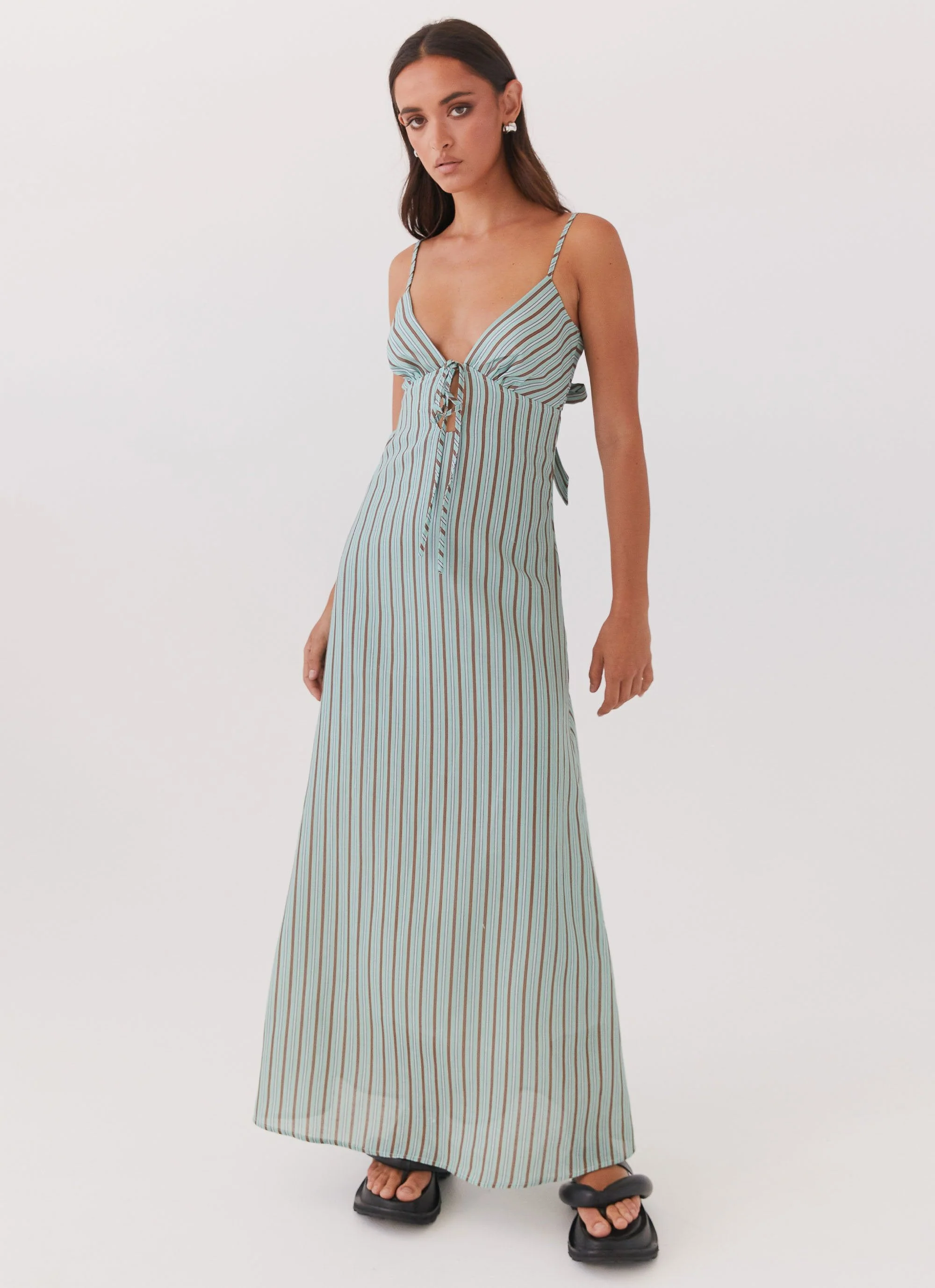 Flora Linen Maxi Dress - Coastal Stripe - Image 6