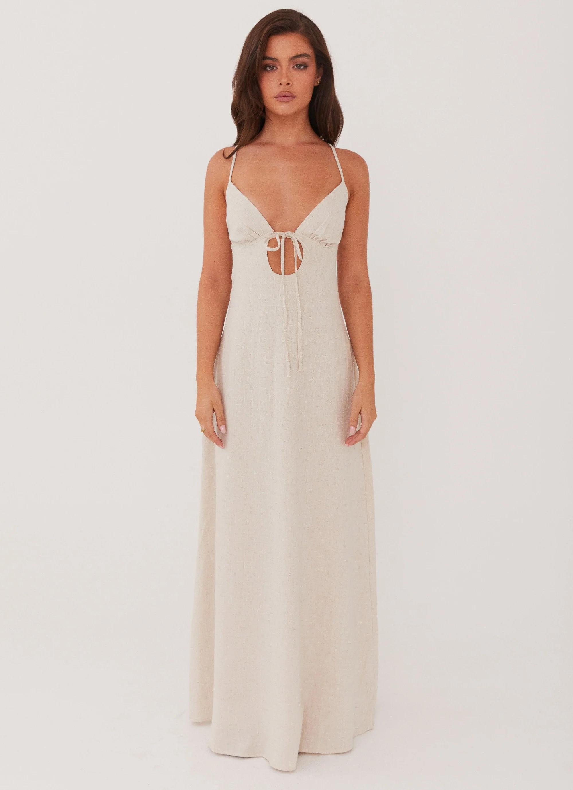 Flora Linen Maxi Dress - Oatmeal - Image 2