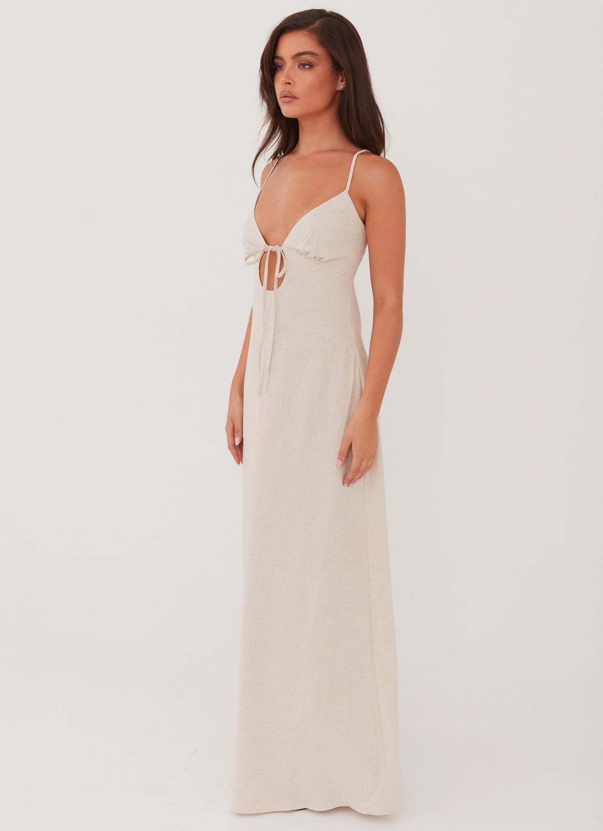 Flora Linen Maxi Dress - Oatmeal - Image 3
