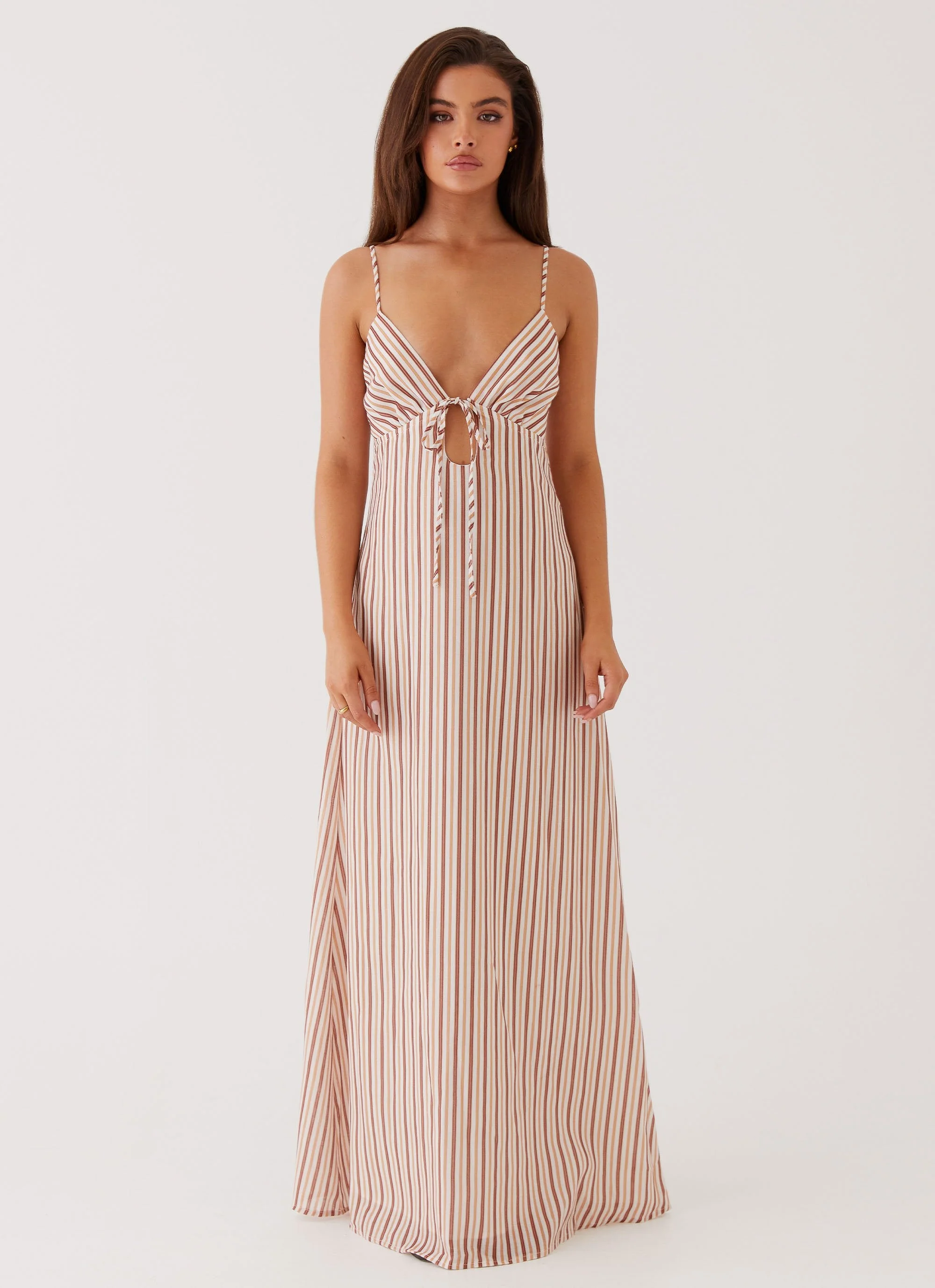 Flora Linen Maxi Dress - Passionfruit Stripe - Image 2