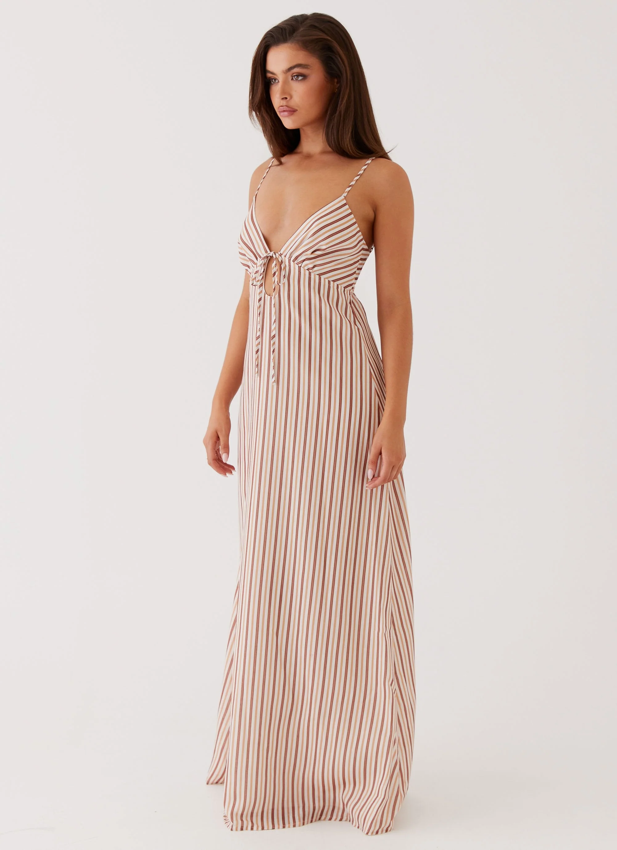 Flora Linen Maxi Dress - Passionfruit Stripe - Image 3