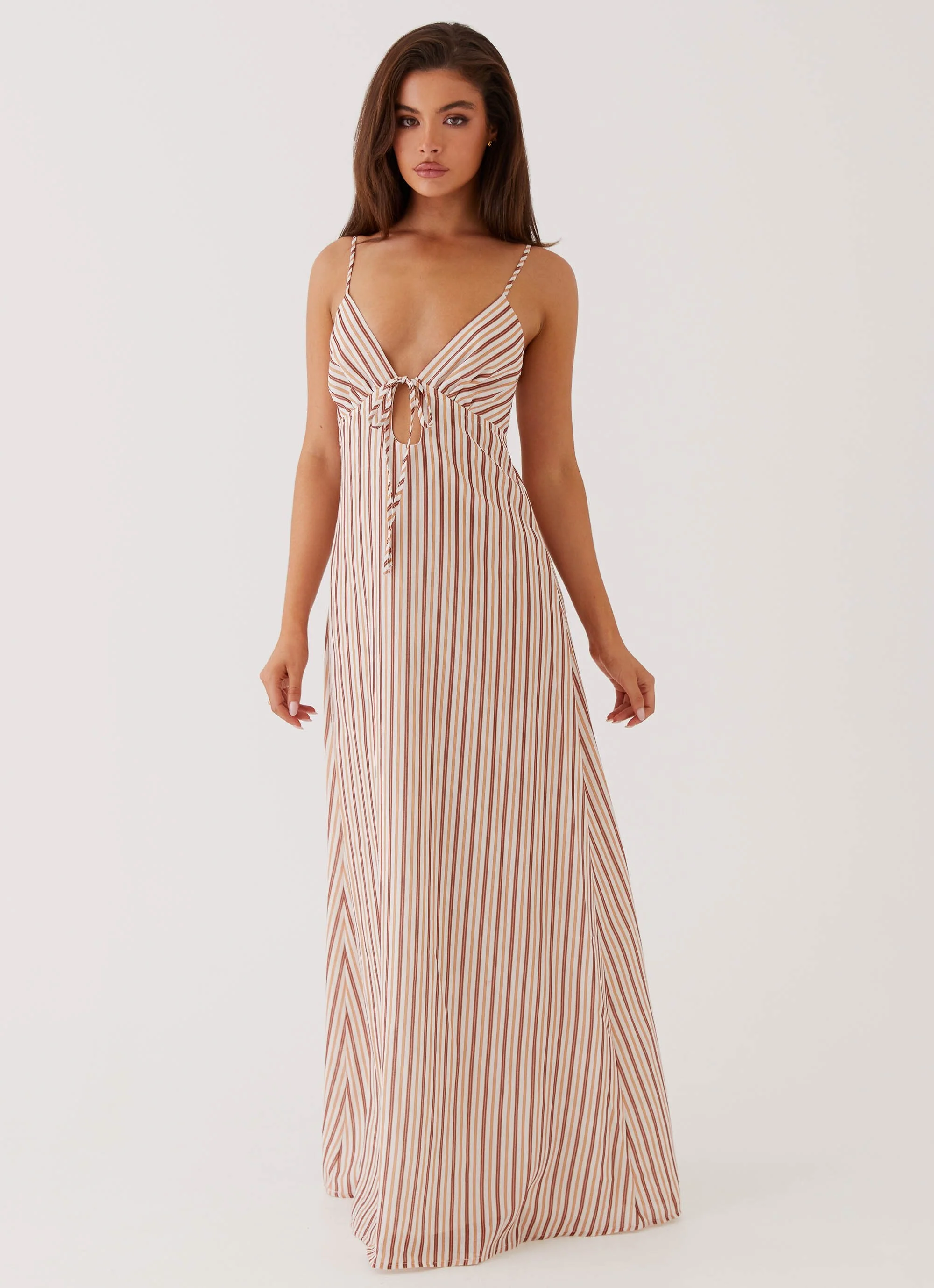 Flora Linen Maxi Dress - Passionfruit Stripe - Image 5