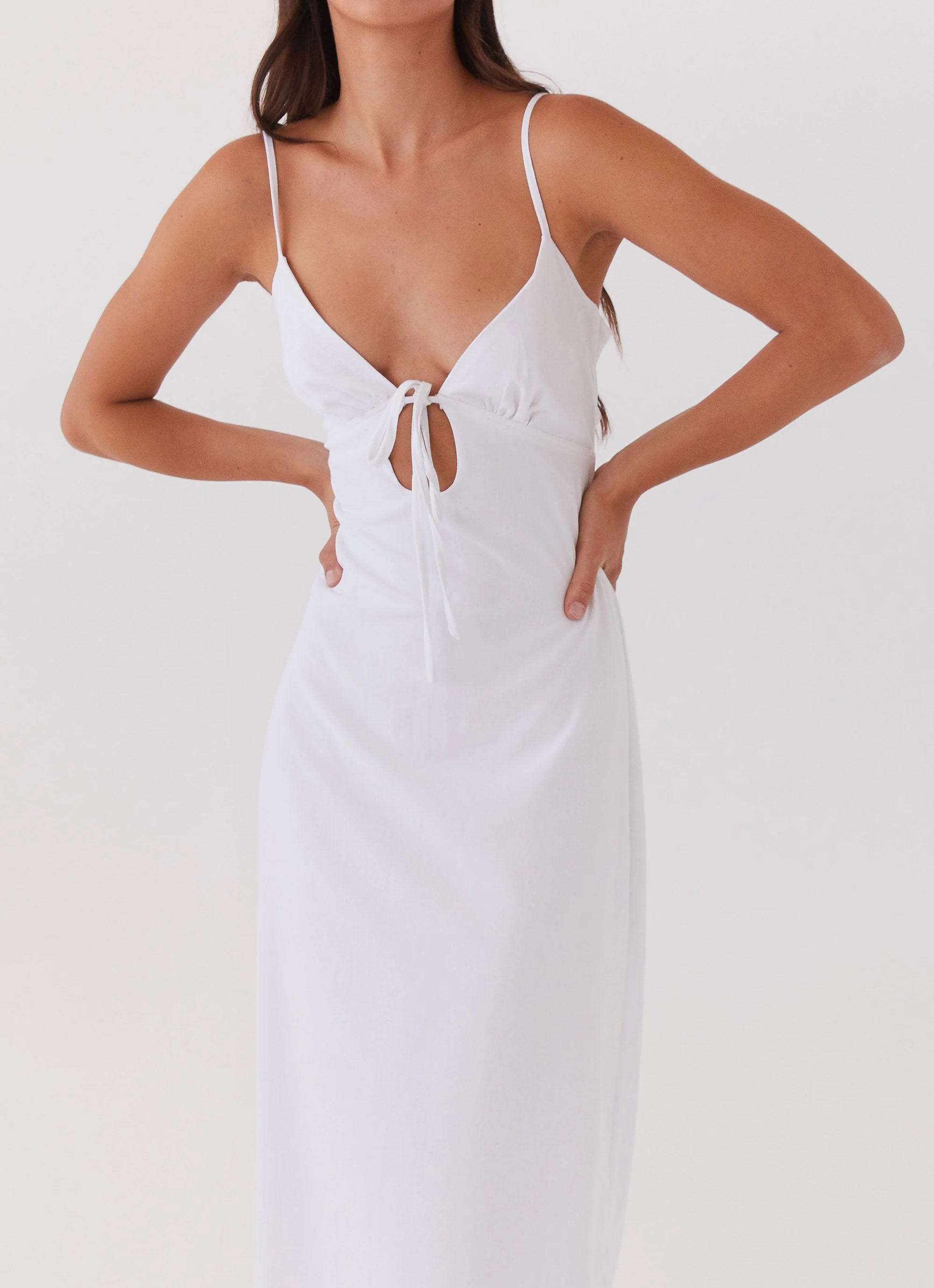 Flora Linen Maxi Dress - White - Image 6