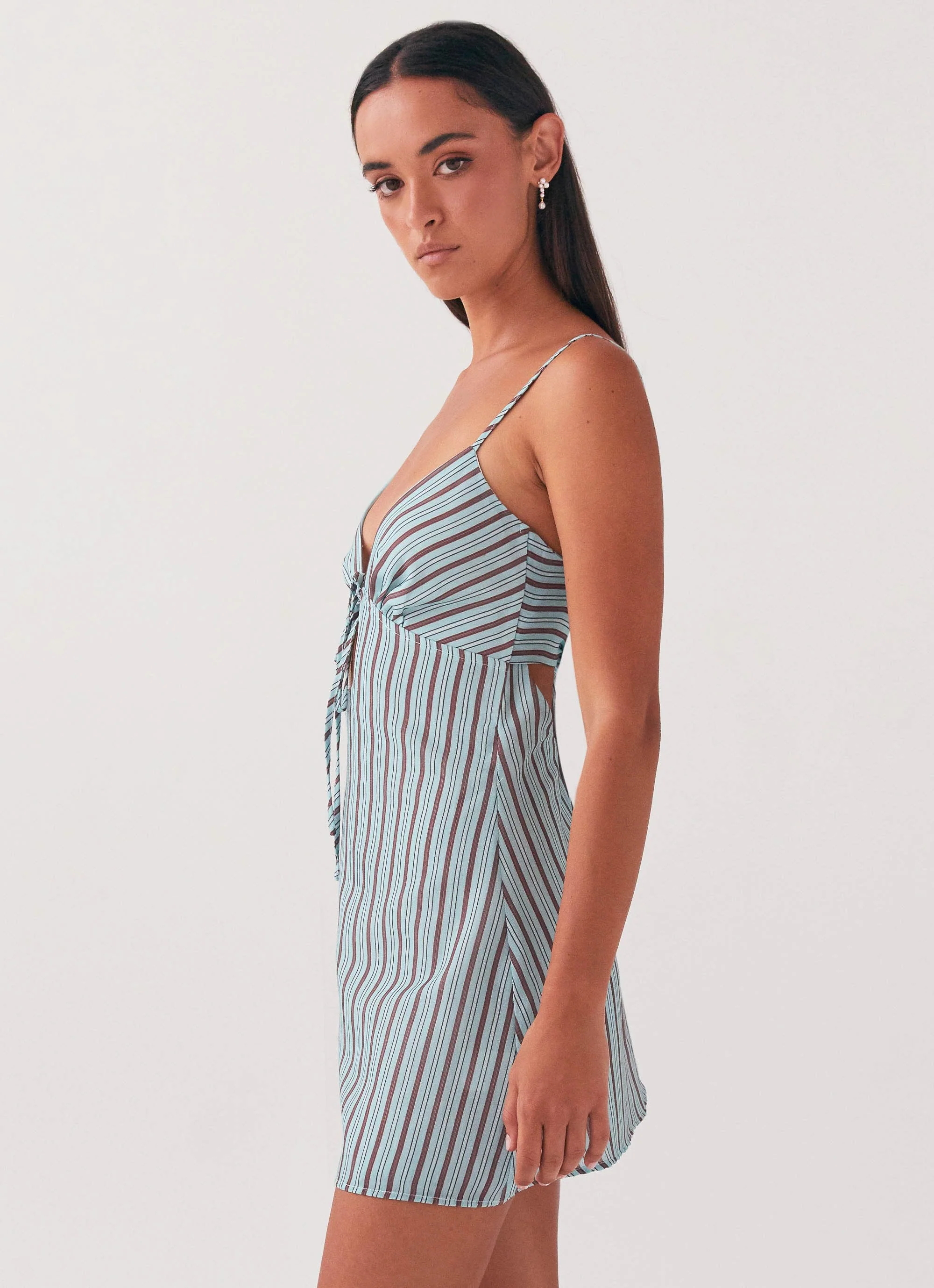 Flora Linen Mini Dress - Coastal Stripe - Image 2