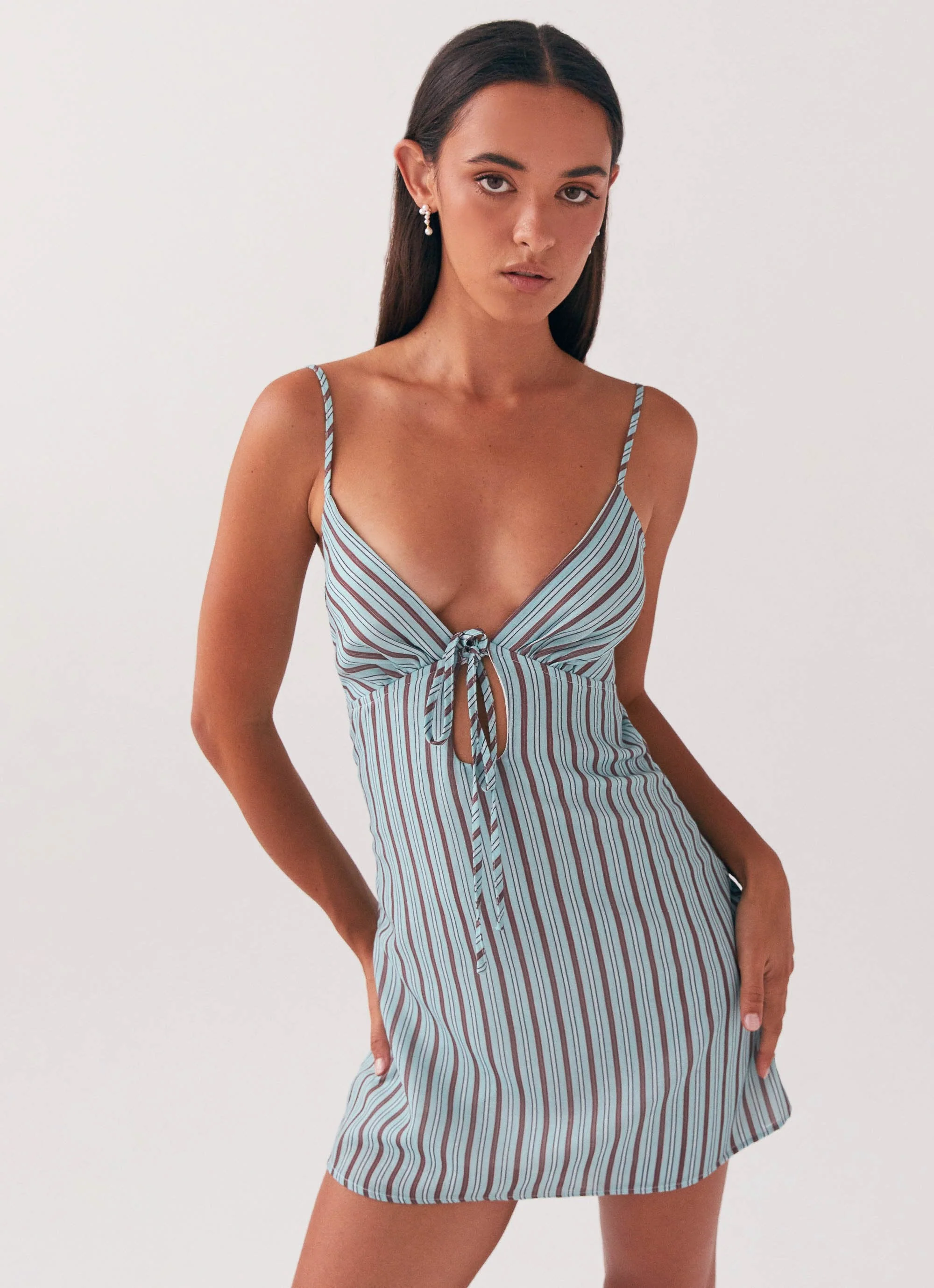 Flora Linen Mini Dress - Coastal Stripe - Image 4