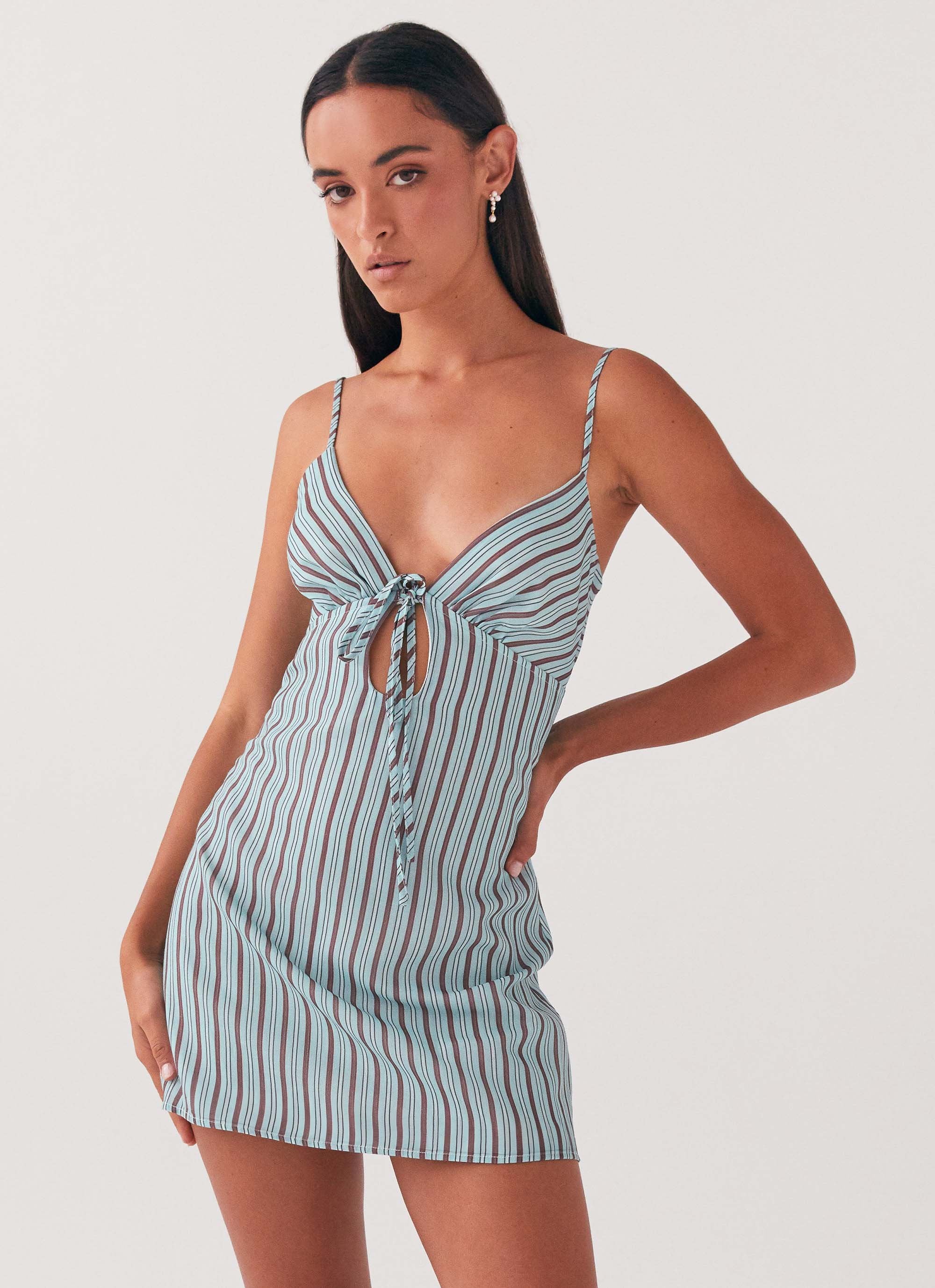 Flora Linen Mini Dress - Coastal Stripe - Image 5