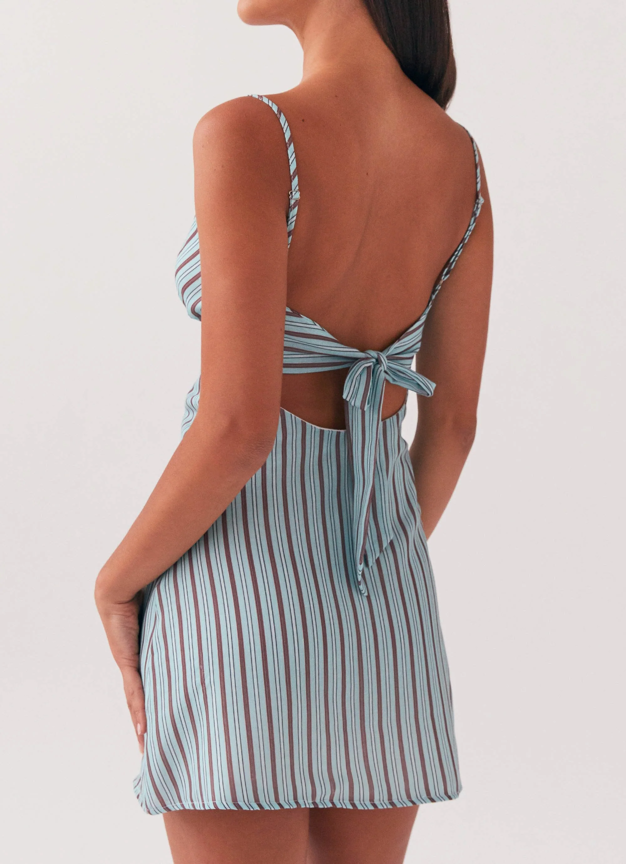 Flora Linen Mini Dress - Coastal Stripe - Image 6