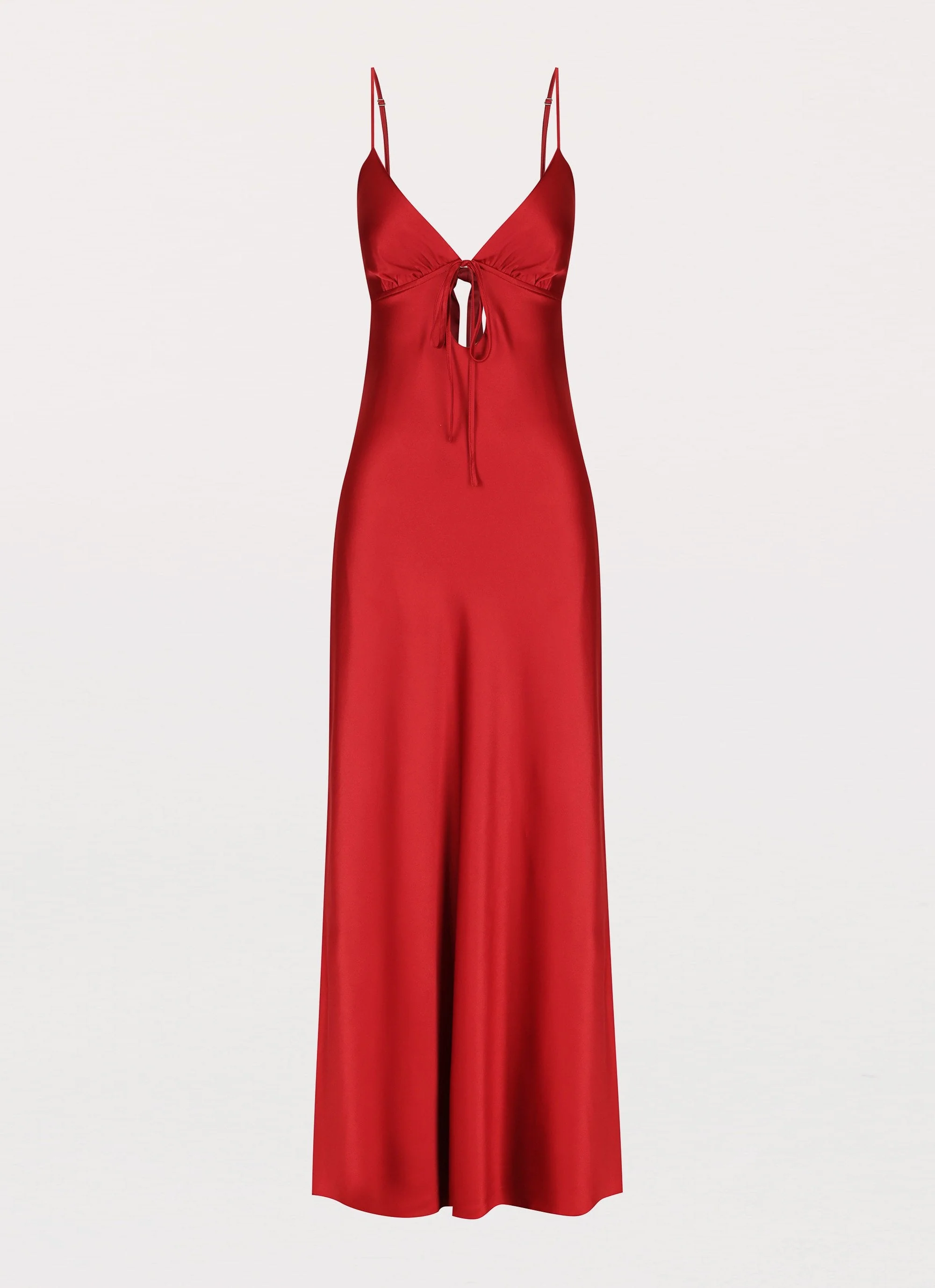 Flora Satin Maxi Dress - Cherry - Image 3