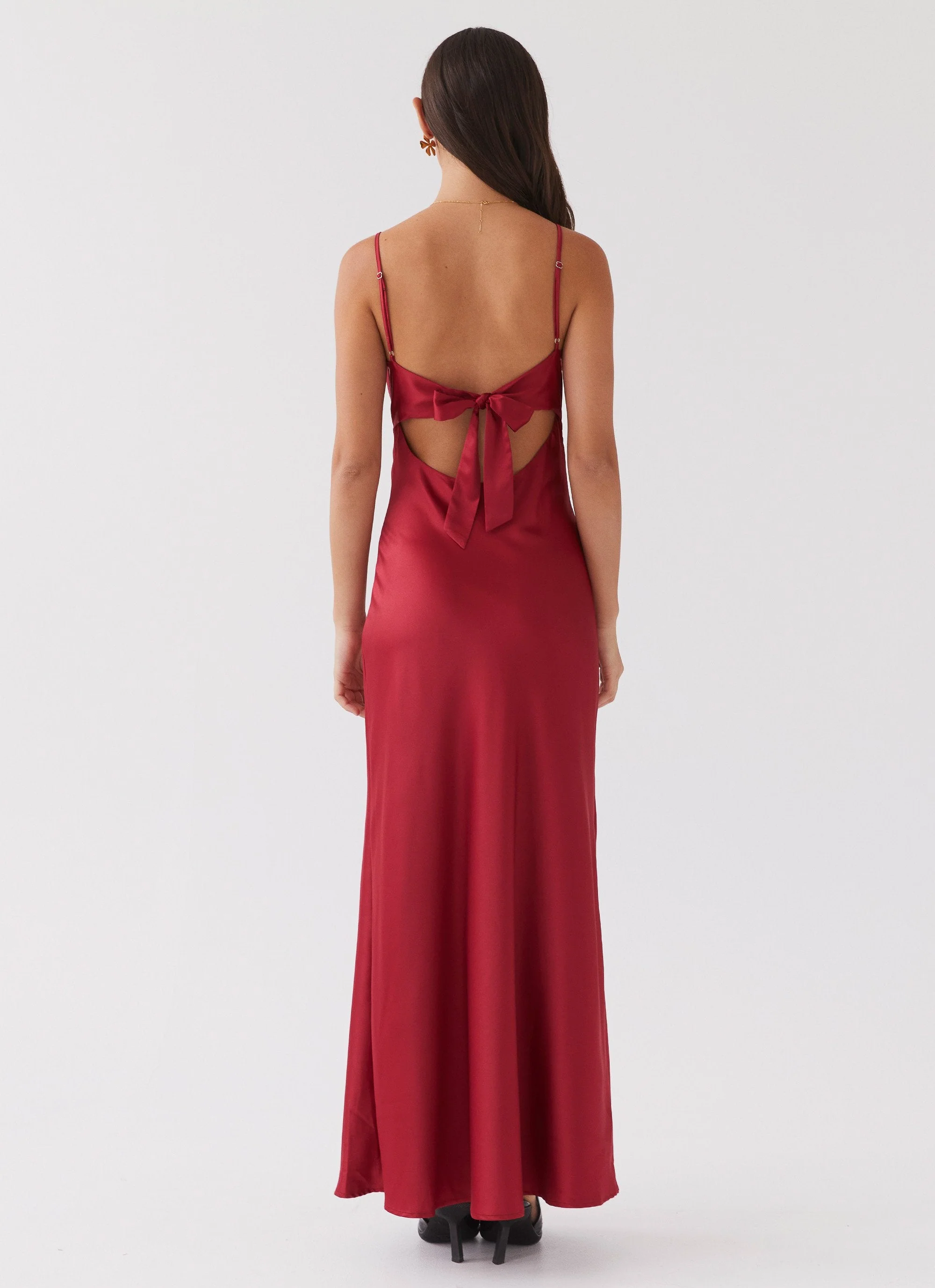 Flora Satin Maxi Dress - Cherry - Image 5