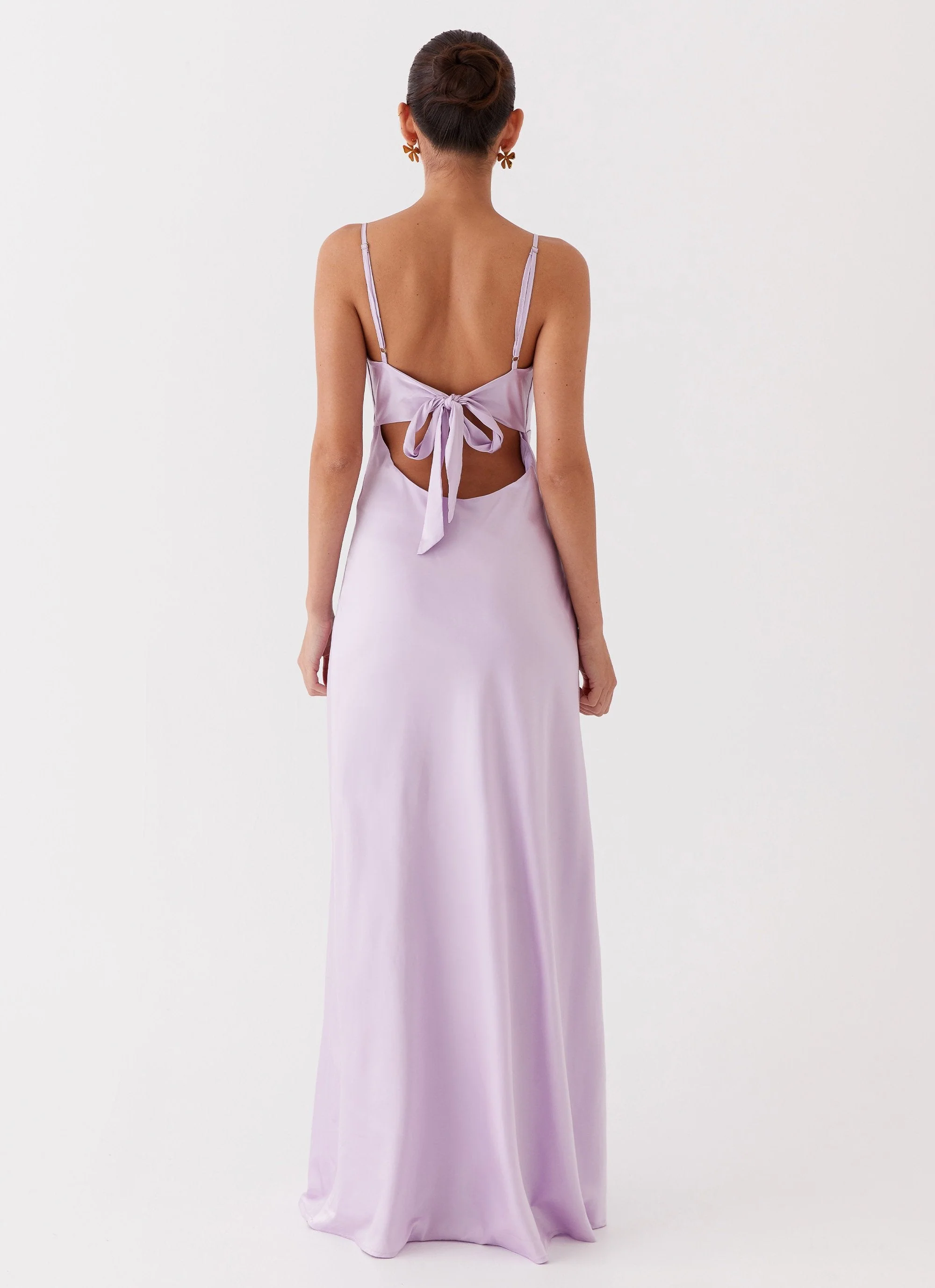 Flora Satin Maxi Dress - Lilac - Image 5