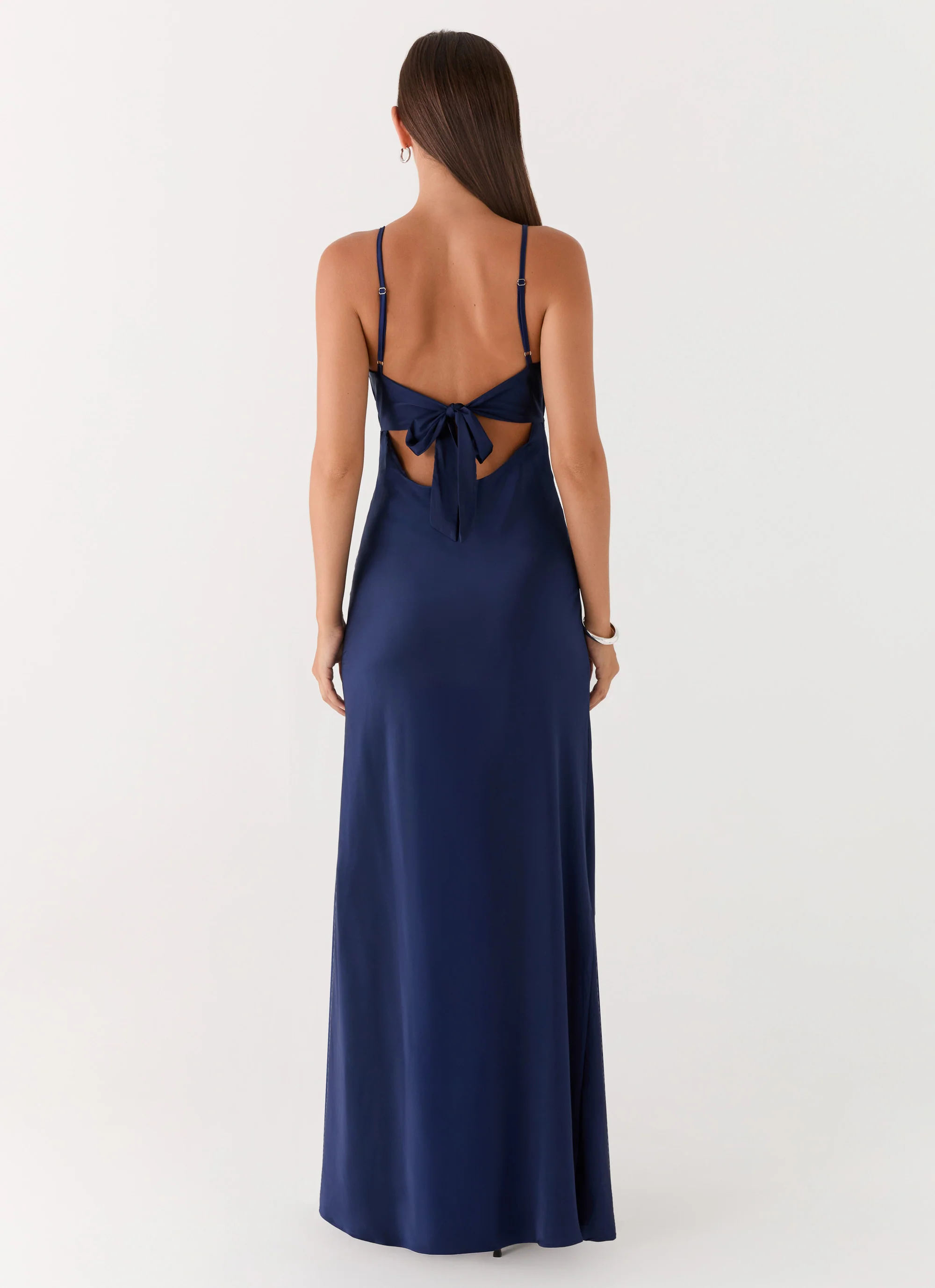 Flora Satin Maxi Dress - Navy - Image 3