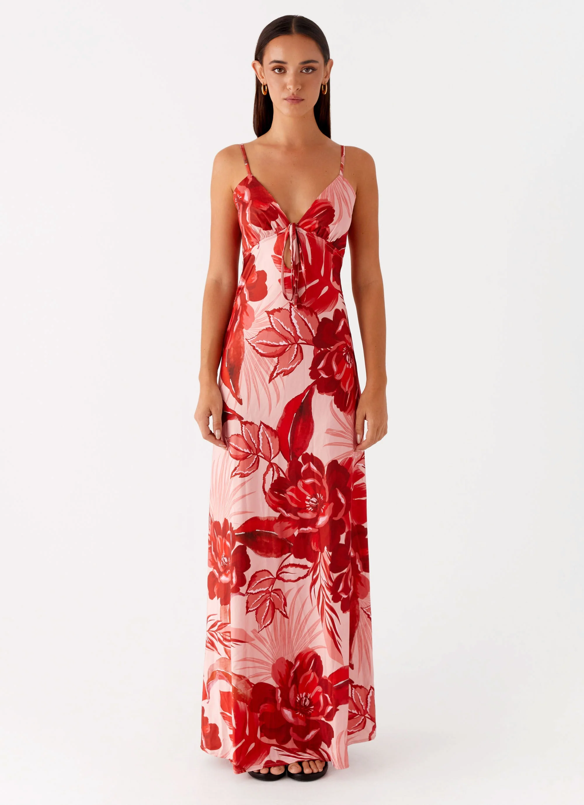 Flora Satin Maxi Dress - Sicily Sunsets Print - Image 2
