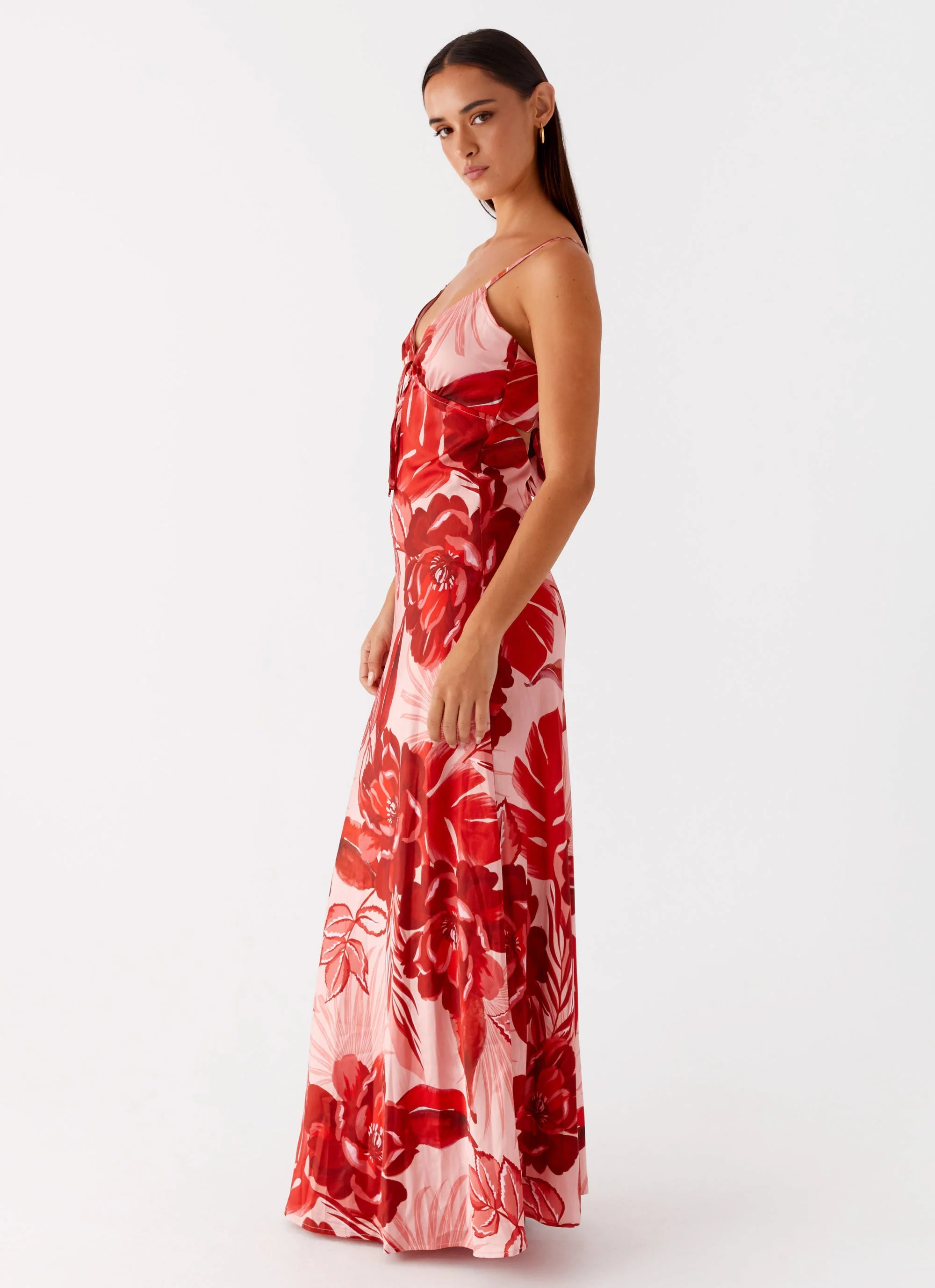 Flora Satin Maxi Dress - Sicily Sunsets Print - Image 3