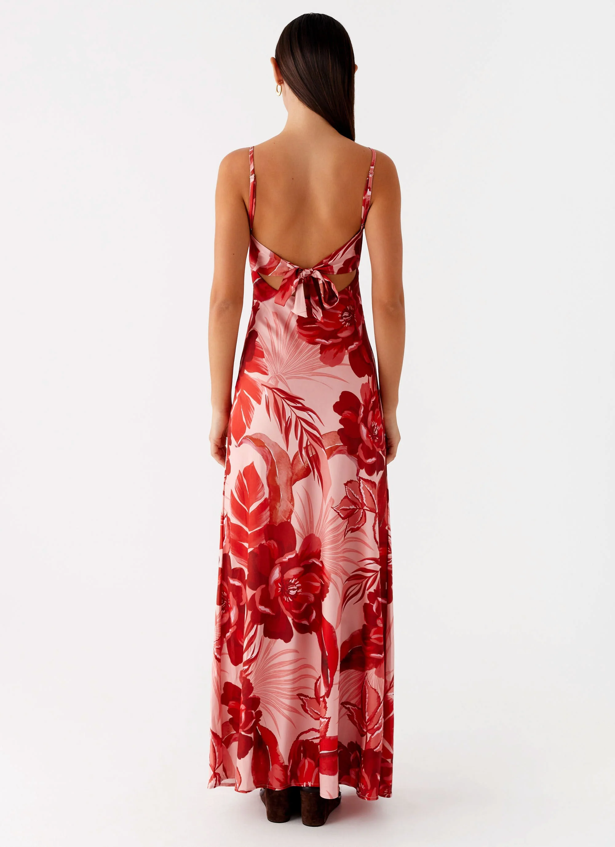 Flora Satin Maxi Dress - Sicily Sunsets Print - Image 4