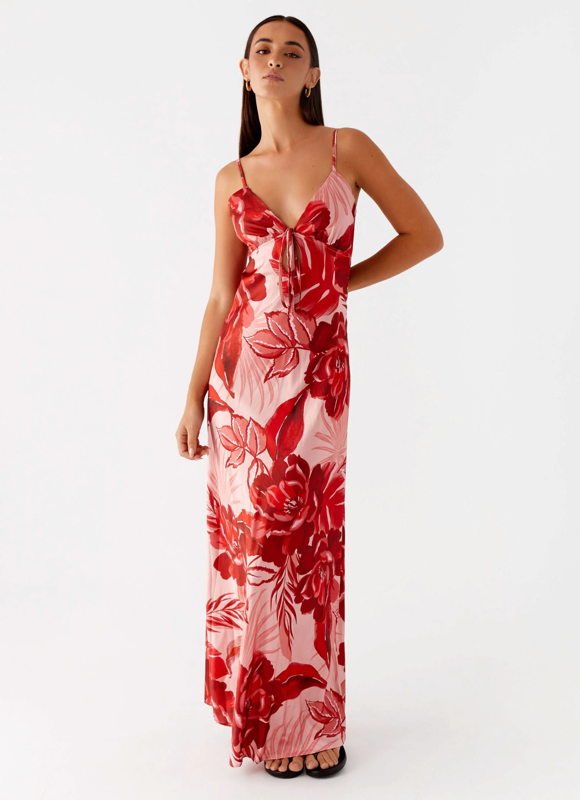 Flora Satin Maxi Dress - Sicily Sunsets Print - Image 5