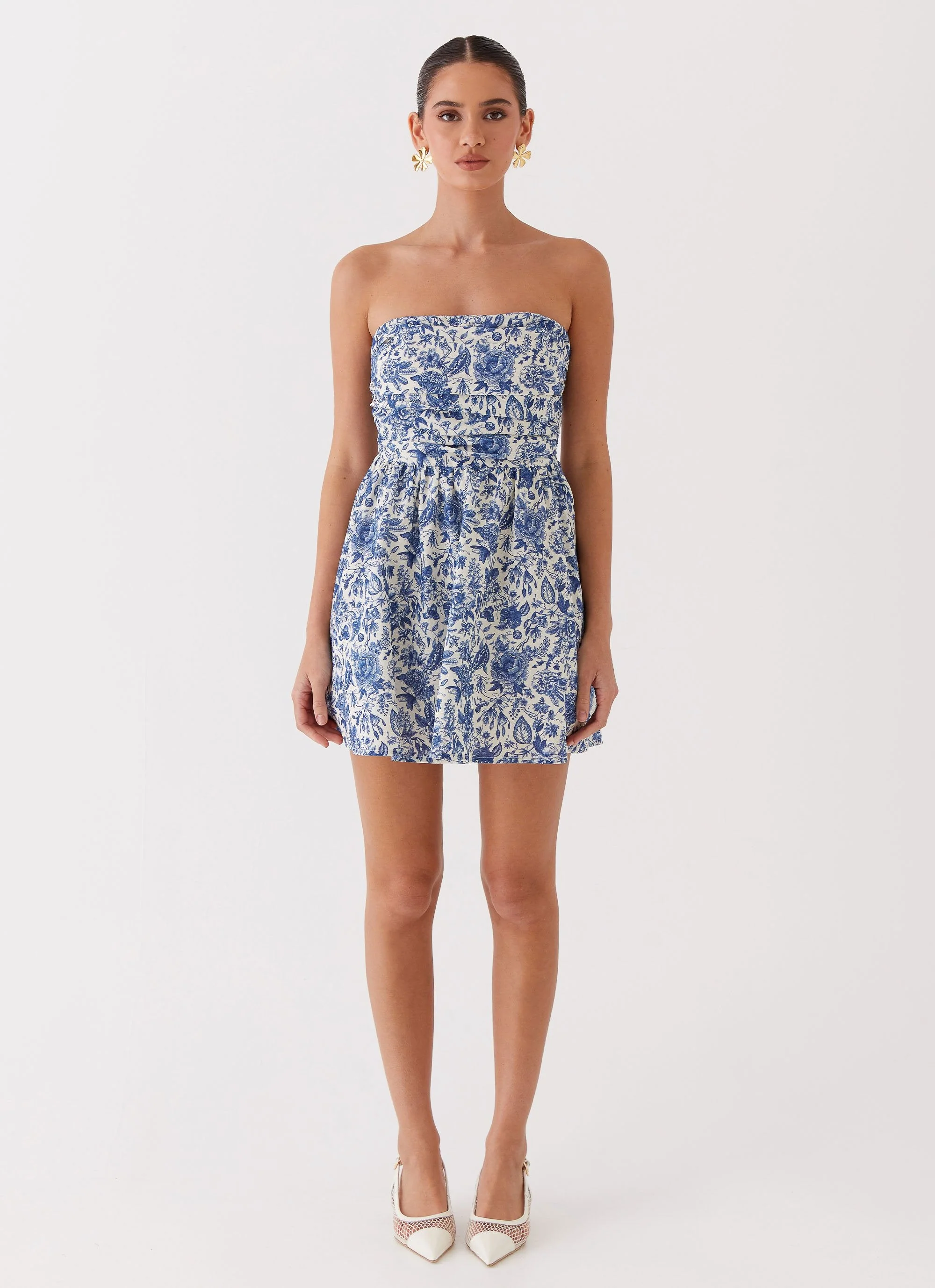 Forget Me Not Linen Mini Dress - Blue Paisley - Image 2