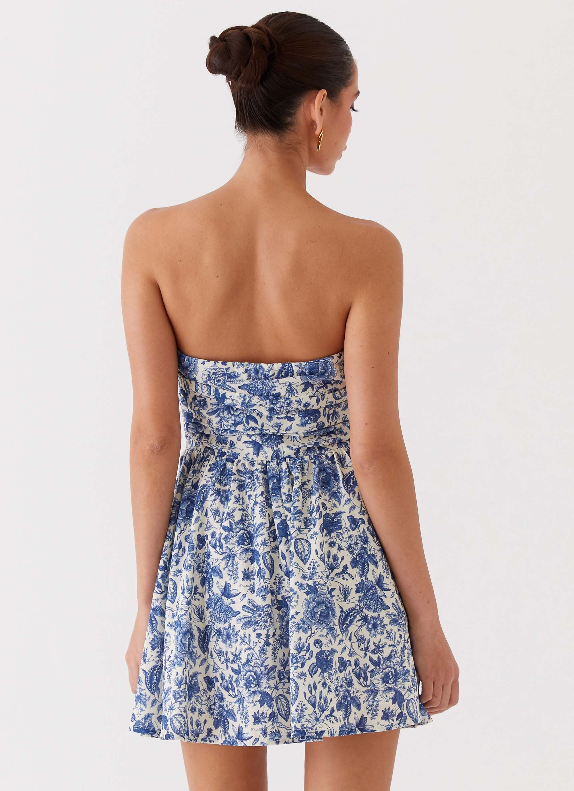 Forget Me Not Linen Mini Dress - Blue Paisley - Image 4