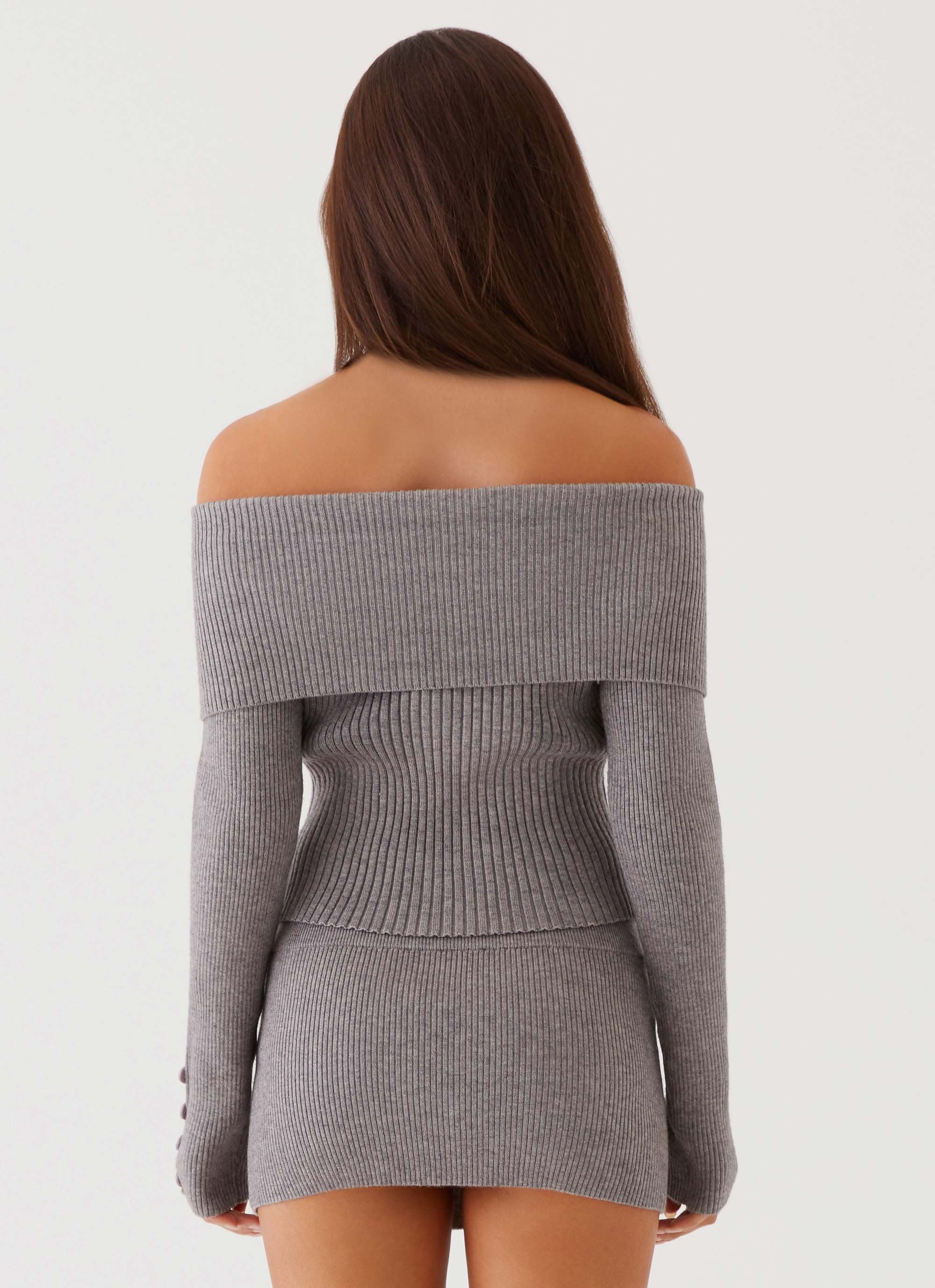 Frankie Arrow Knit Long Sleeve Top - Charcoal - Image 5