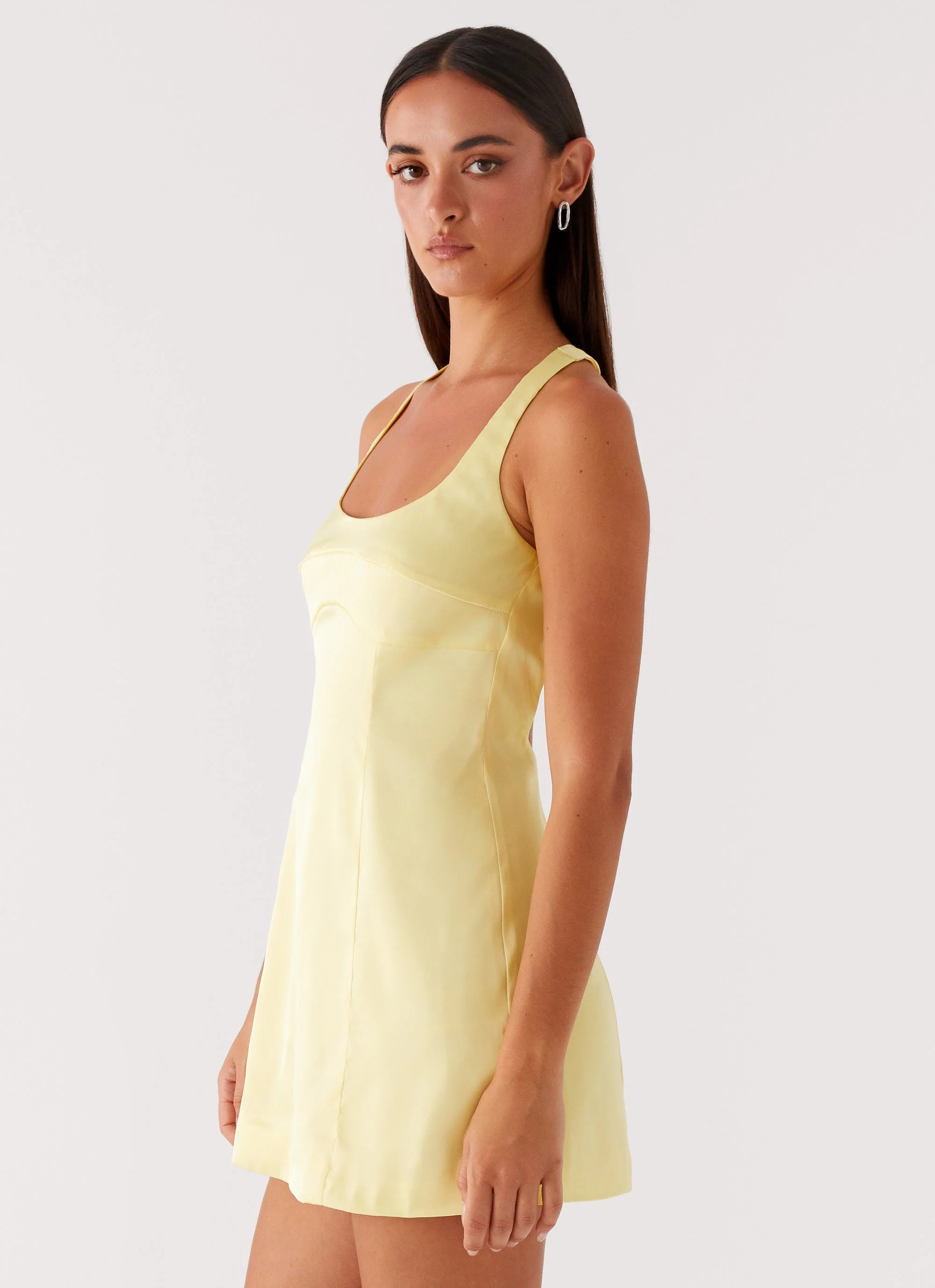 Freefall Satin Mini Dress - Yellow - Image 3