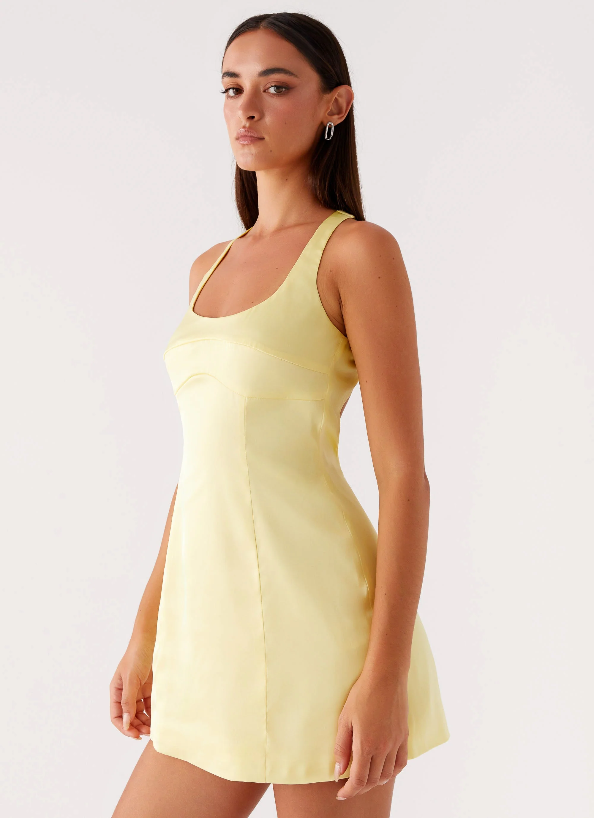 Freefall Satin Mini Dress - Yellow - Image 5