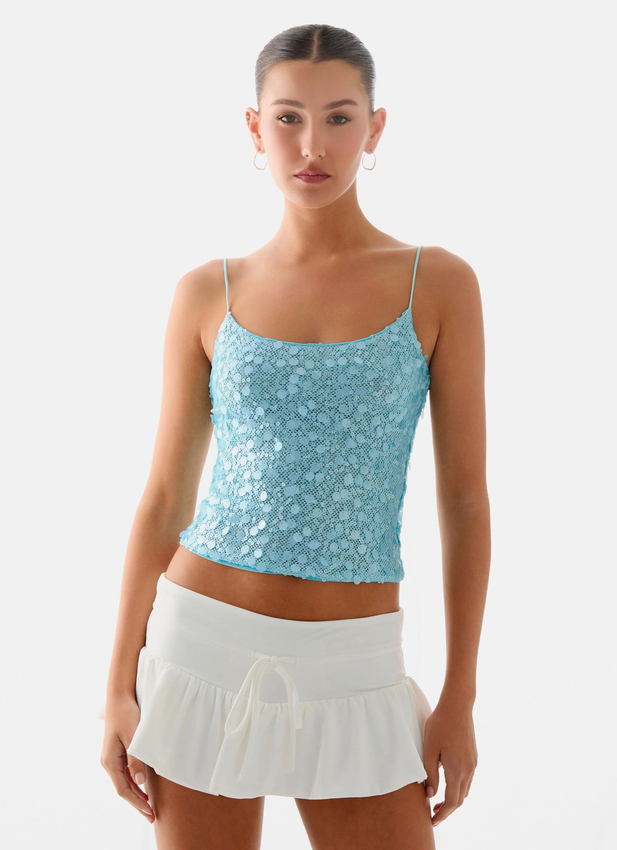 French Exit Sequin Top - Blue - Image 5