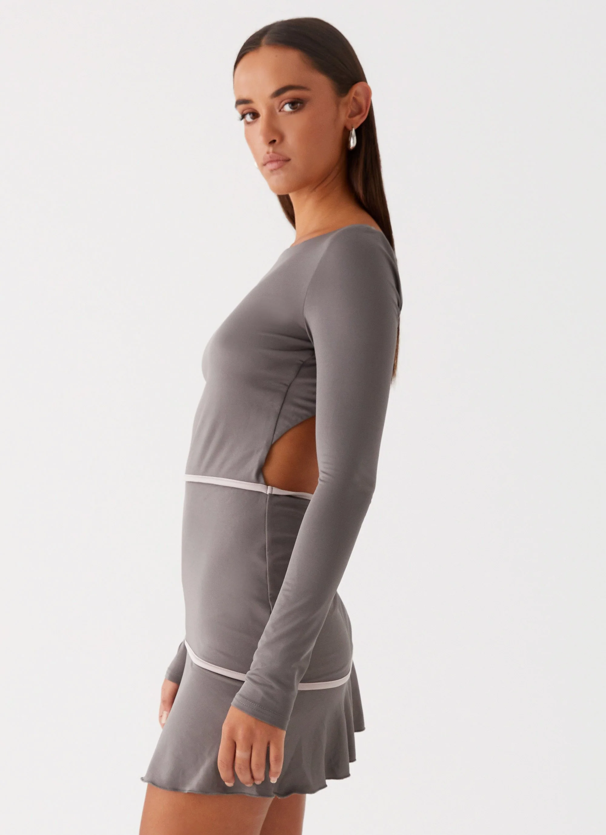 French Flirt Mini Dress - Charcoal - Image 3