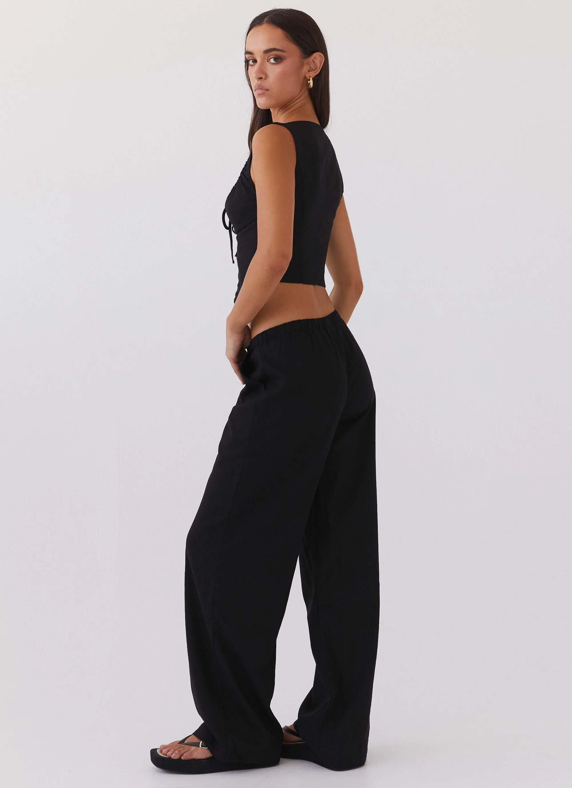 Fresh Face Linen Pants - Black - Image 3
