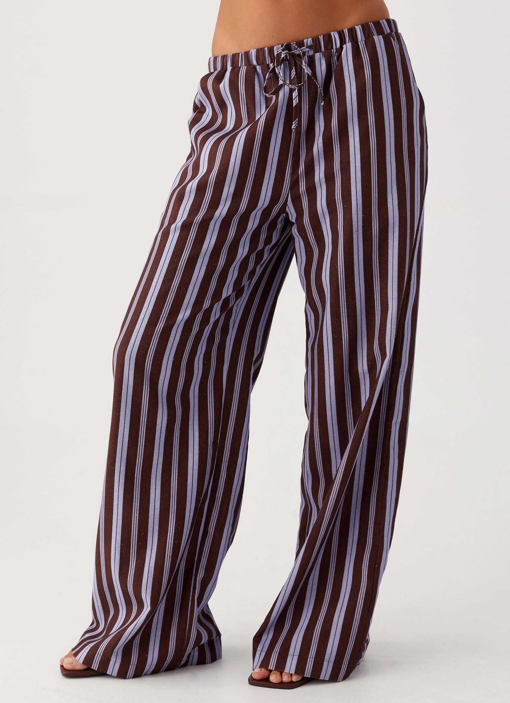 Fresh Face Linen Pants - Purple Brown Stripe - Image 5