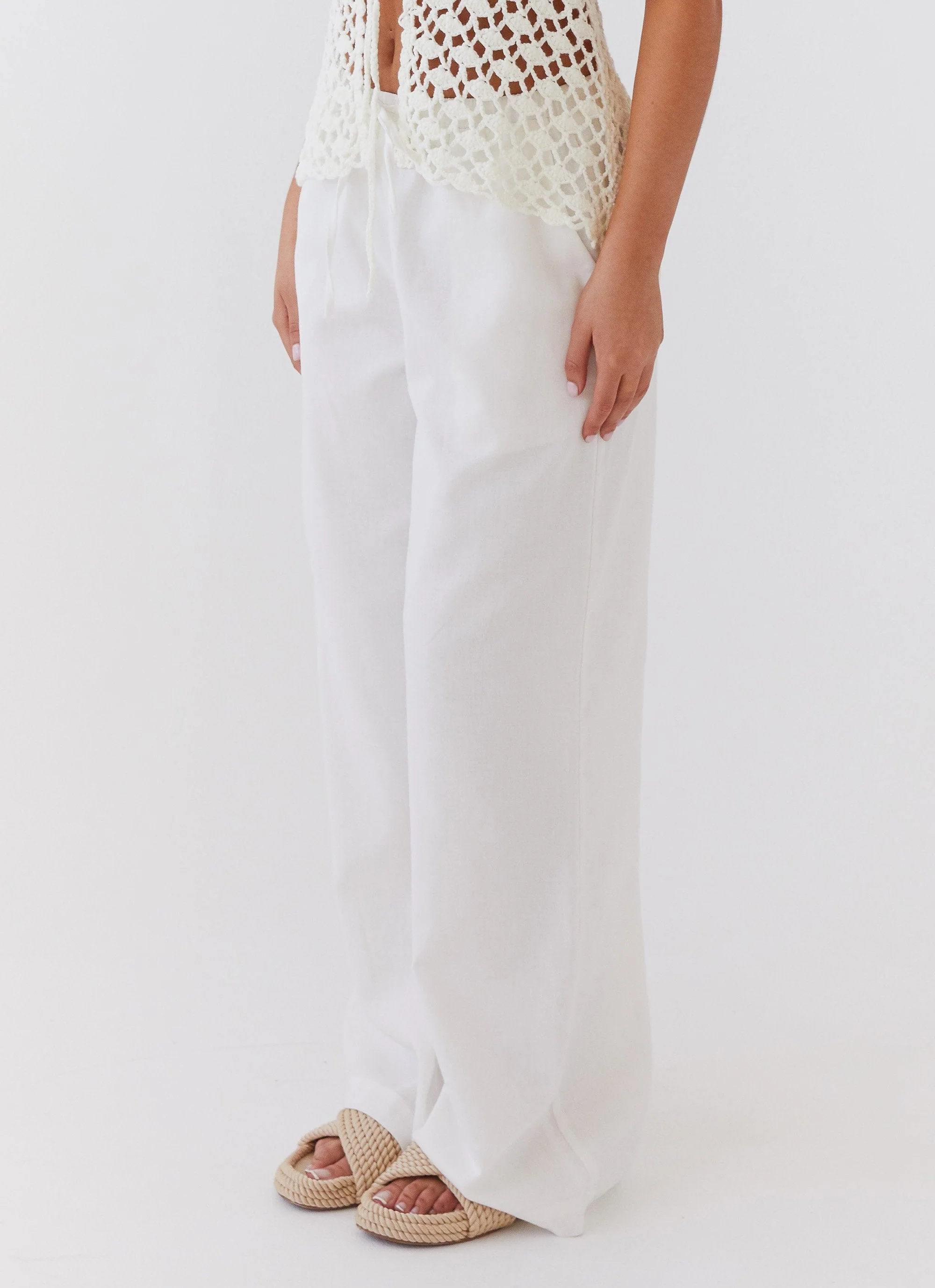 Fresh Face Linen Pants - White - Image 3
