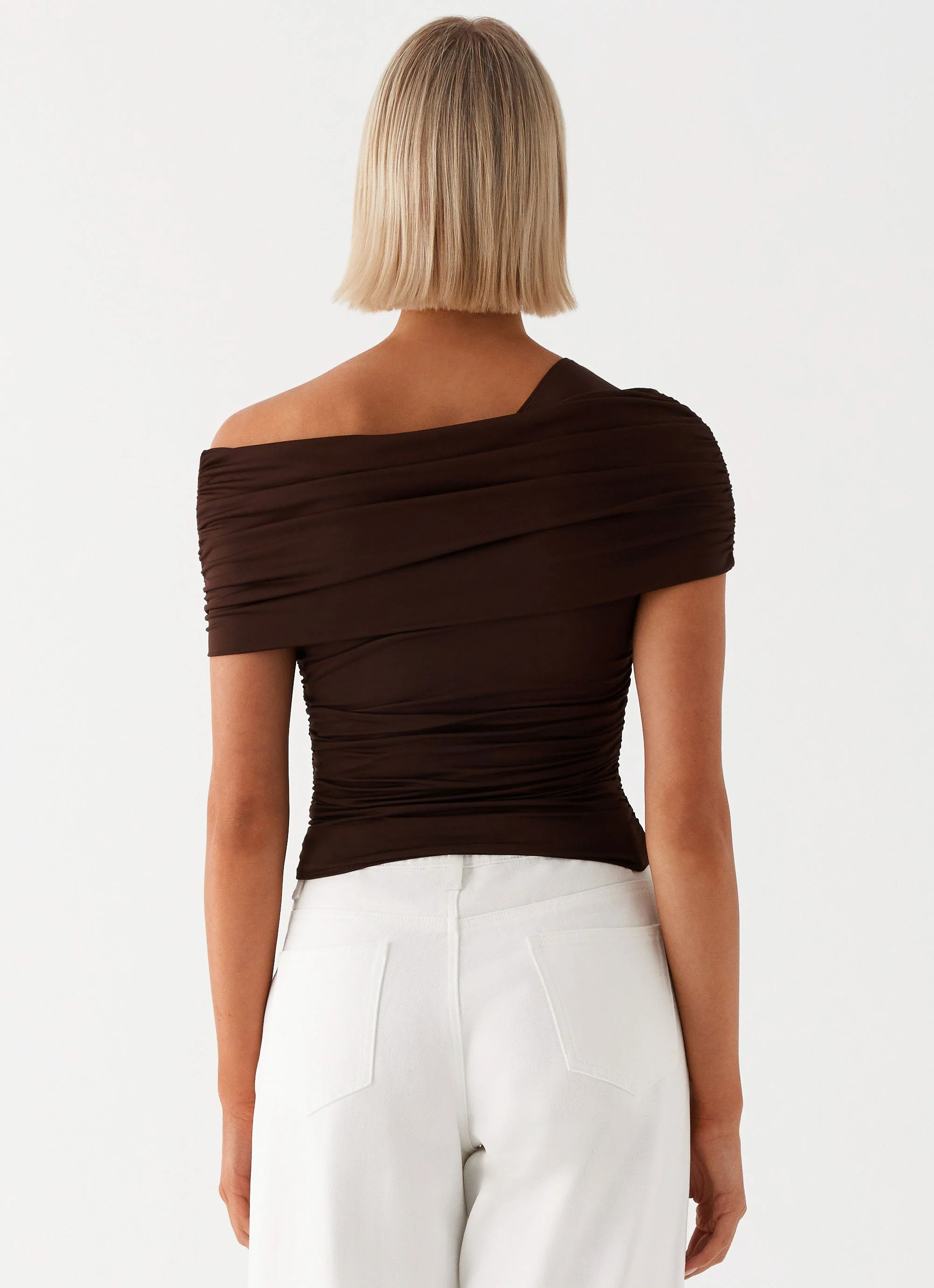 Gabbie Off Shoulder Top - Chocolate - Image 4