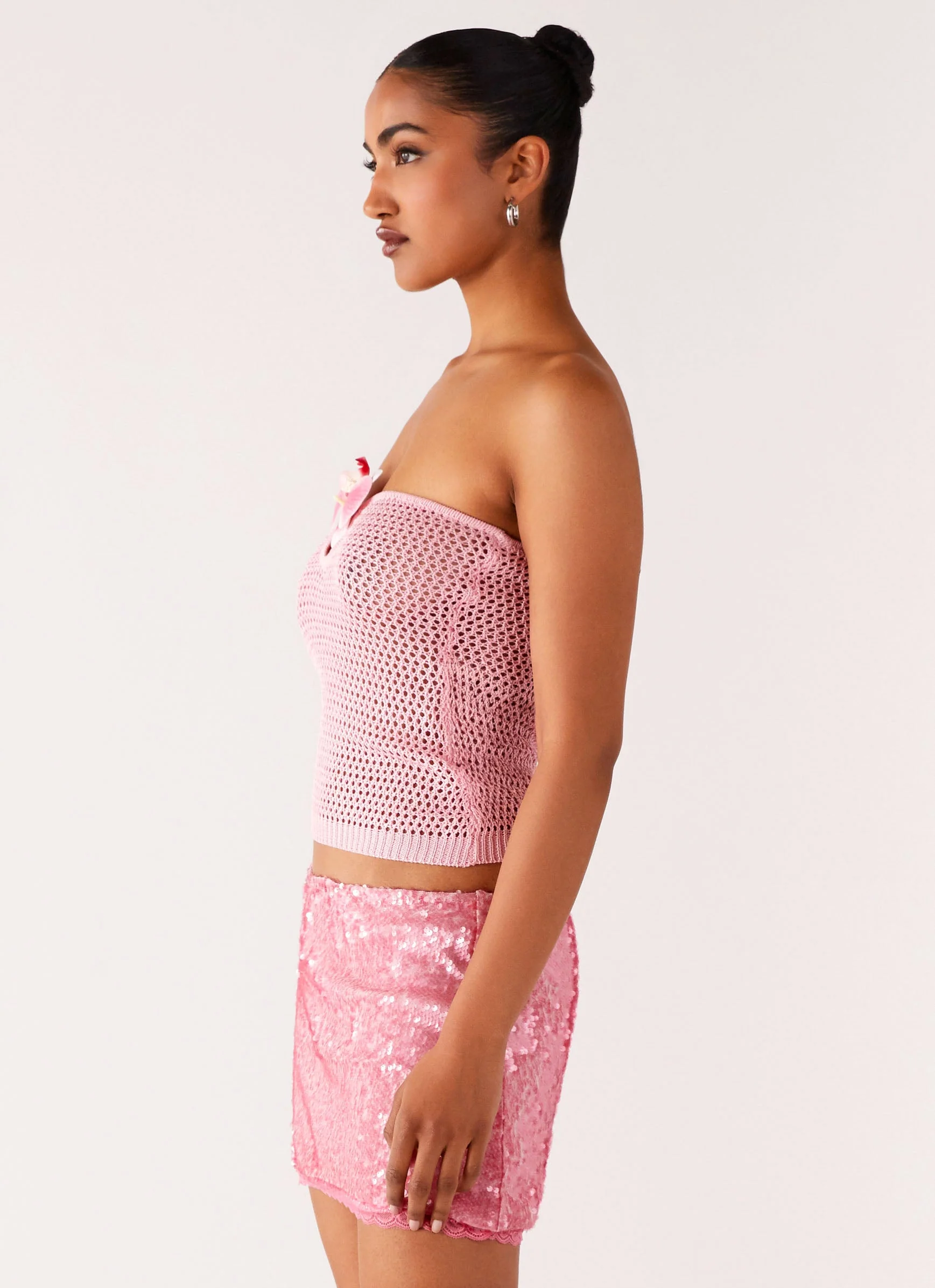 Galia Crochet Top - Pink - Image 2