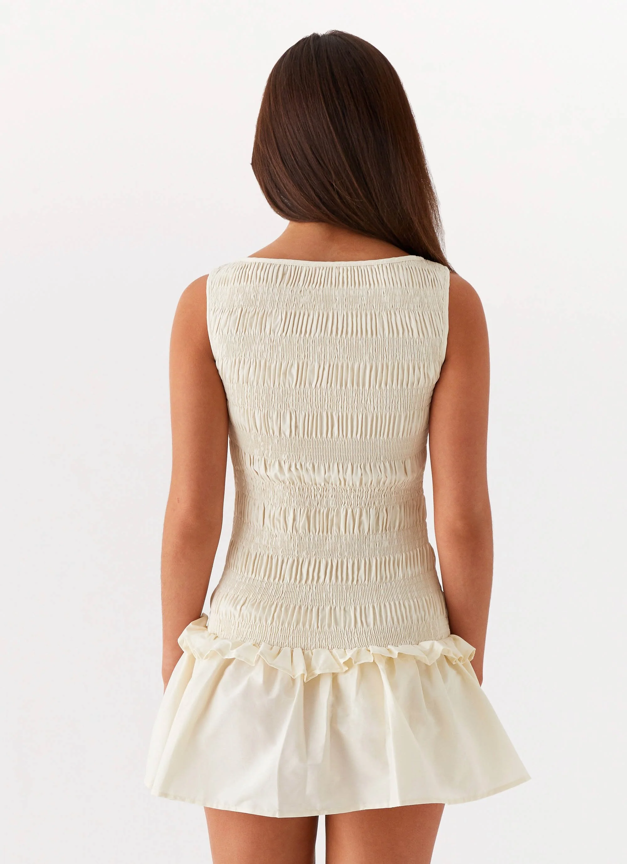 Garden Kisses Shirred Mini Dress - Ivory - Image 4