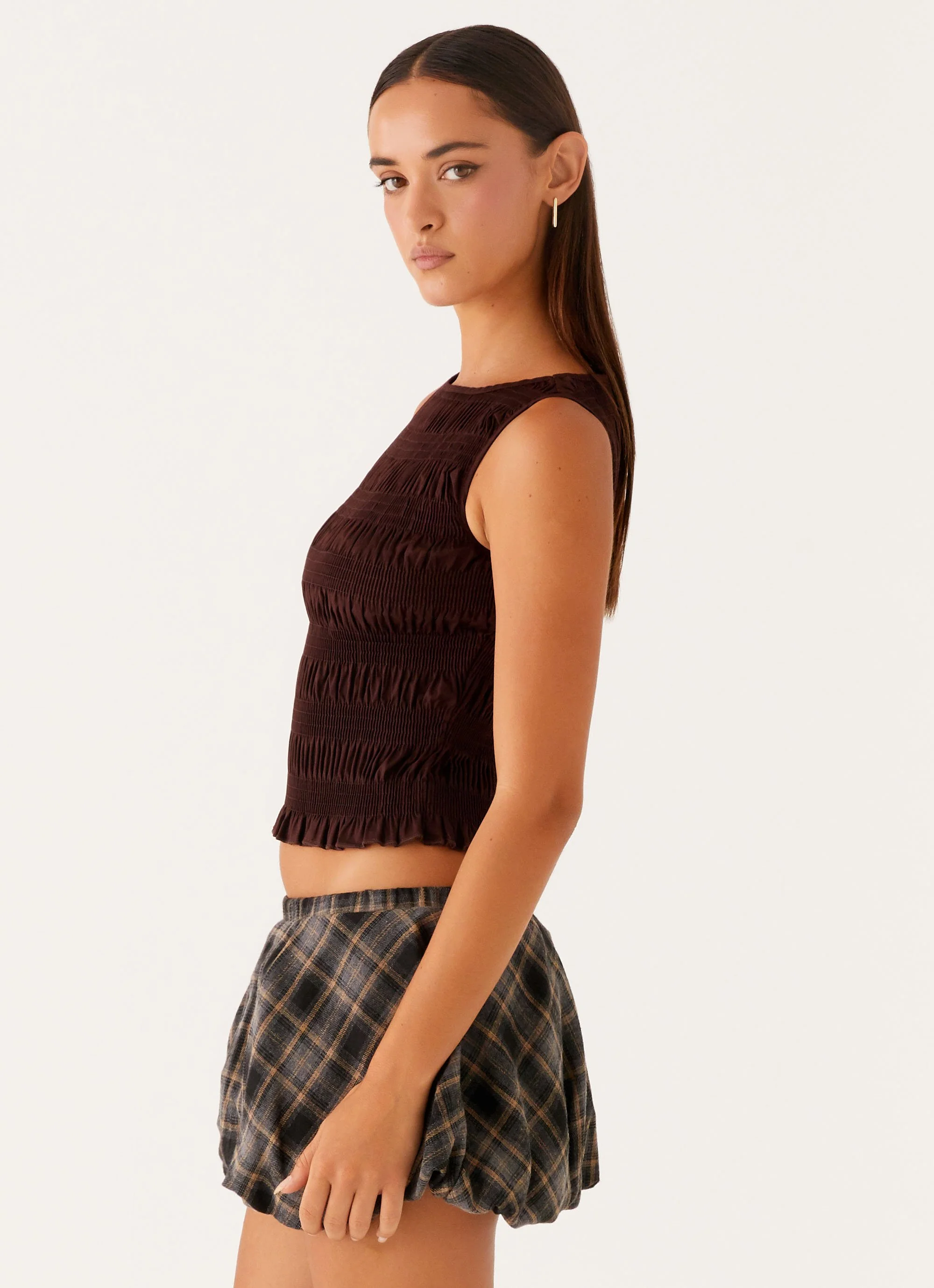 Garden Kisses Shirred Top - Brown - Image 3