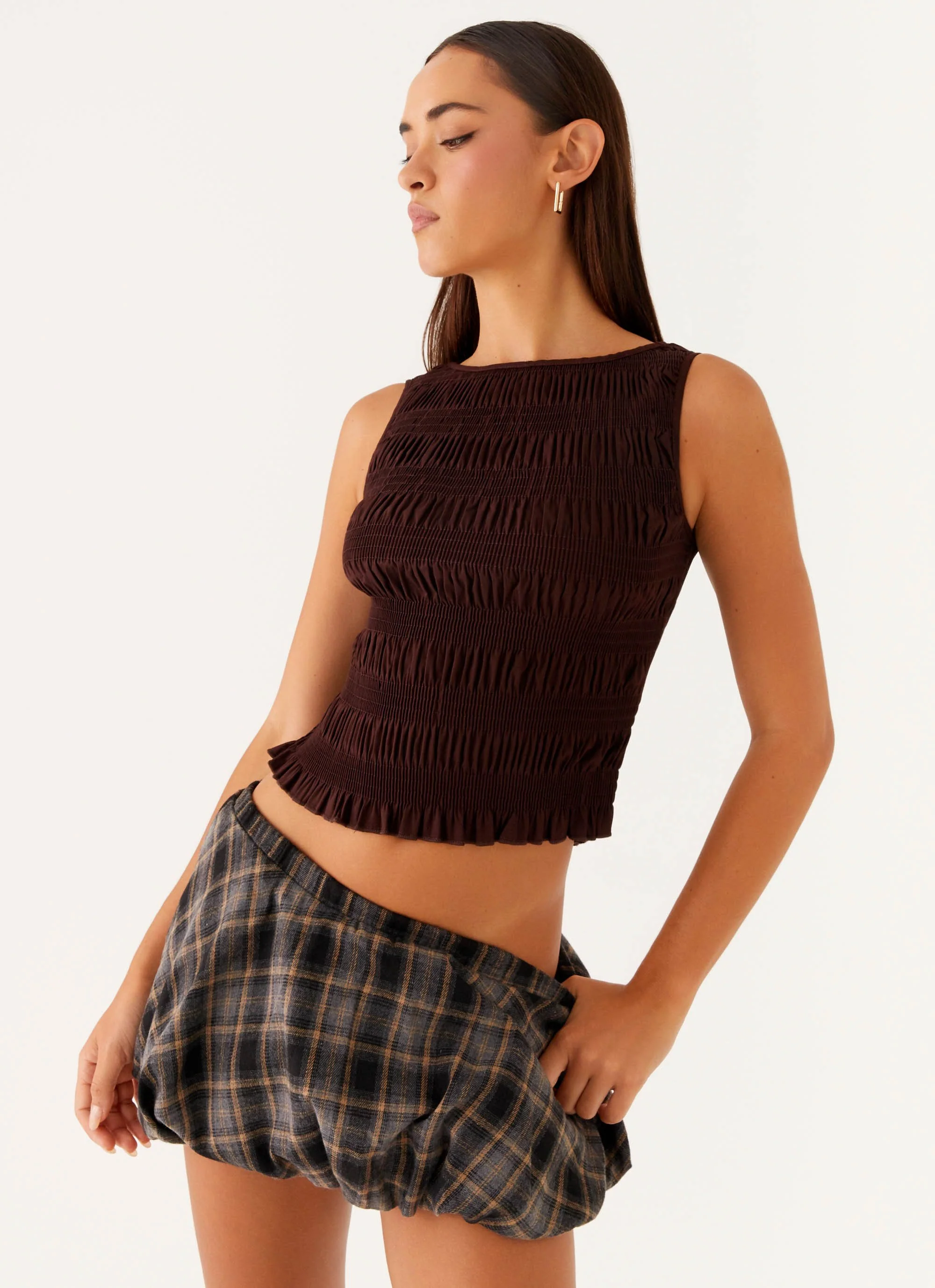 Garden Kisses Shirred Top - Brown - Image 5