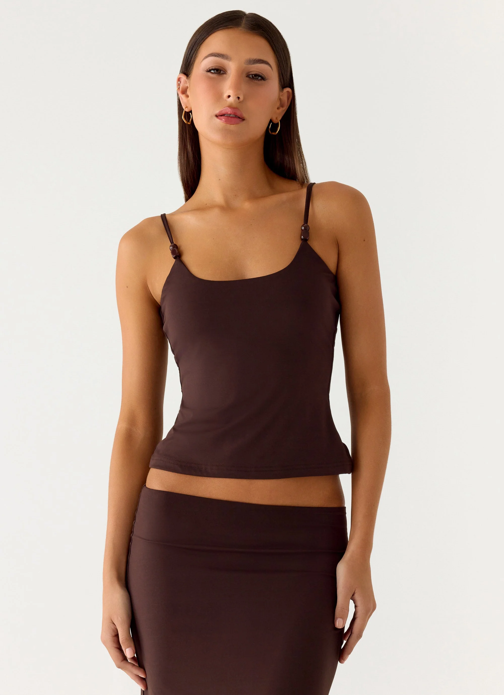 Garrix Bead Cami Top - Chocolate - Image 5