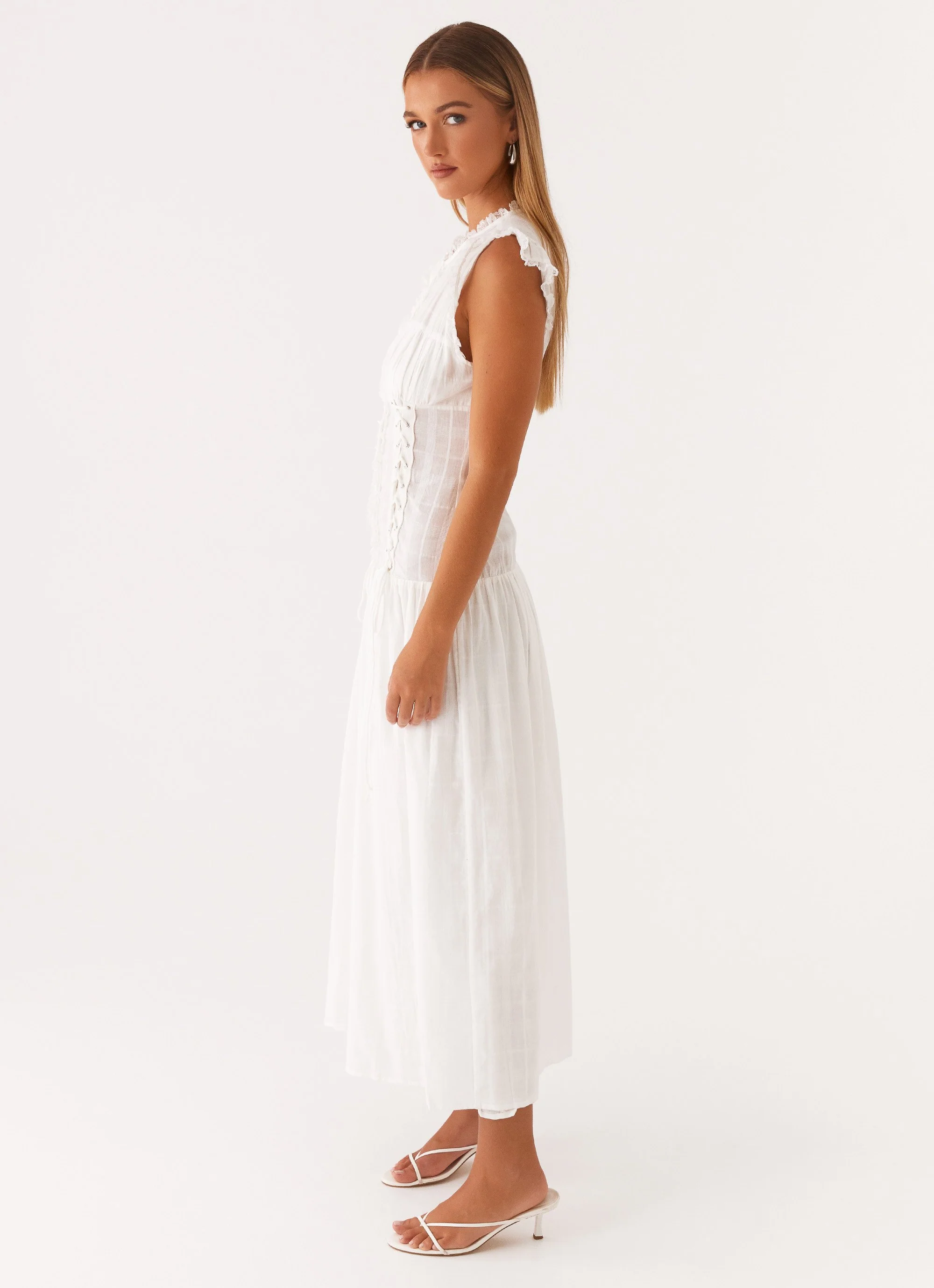 Genevieve Midi Dress - White - Image 3