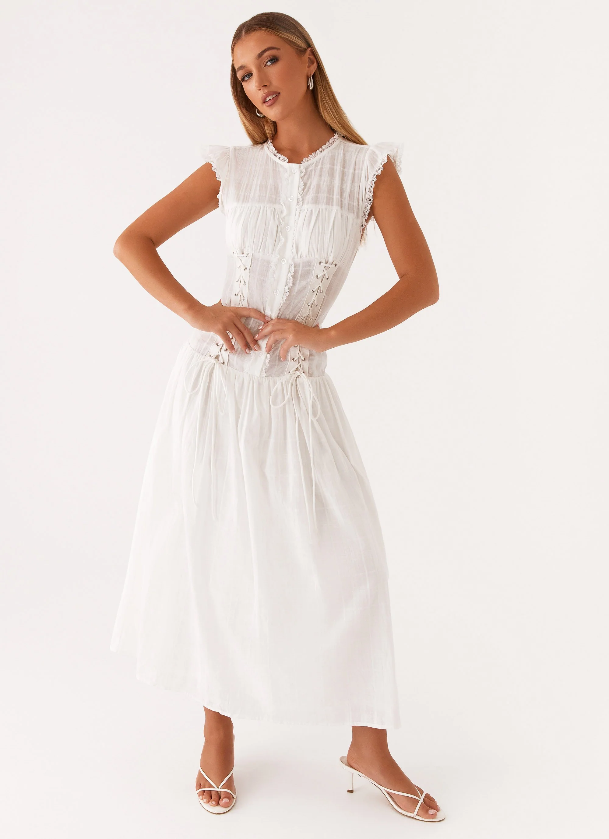 Genevieve Midi Dress - White - Image 5
