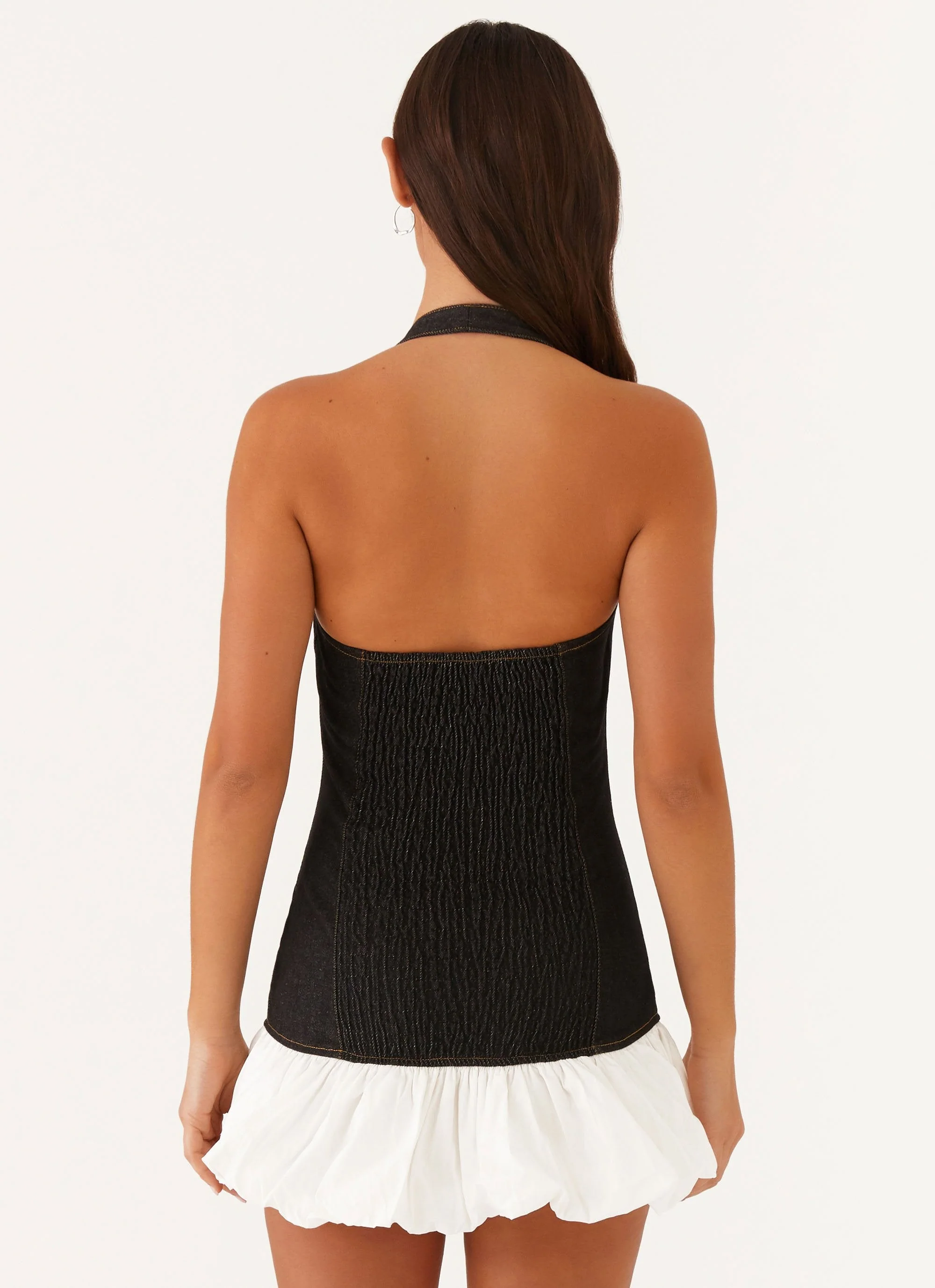 Georgina Denim Mini Dress - Black - Image 2