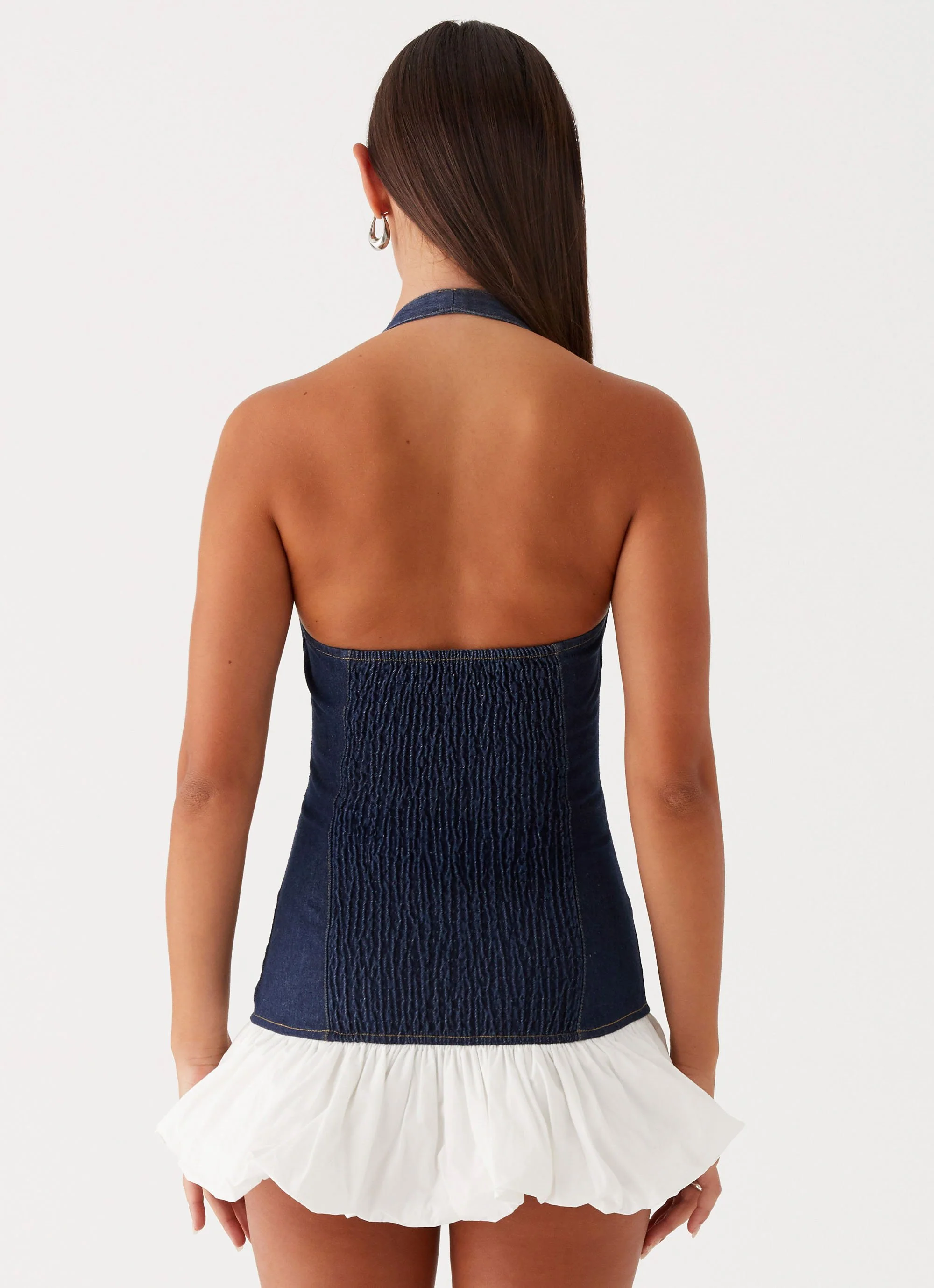 Georgina Denim Mini Dress - Blue - Image 5