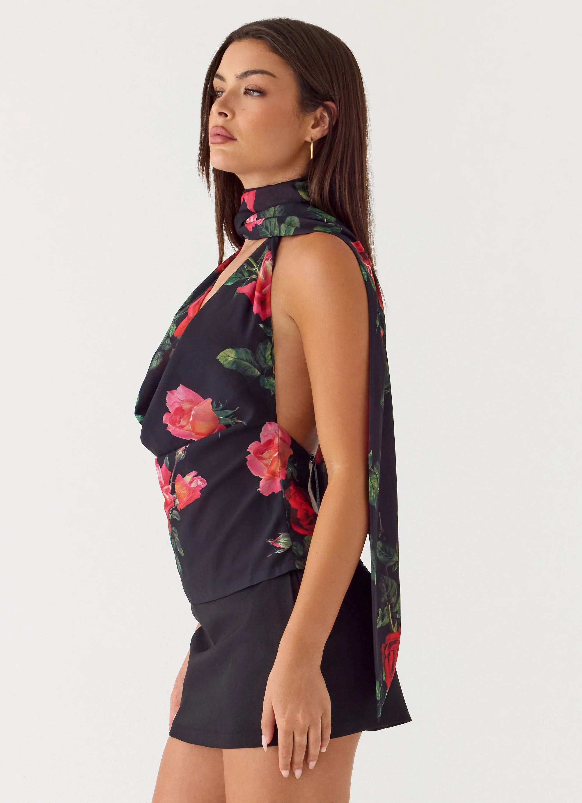 Get Me Halter Backless Top - Midnight Bloom - Image 2