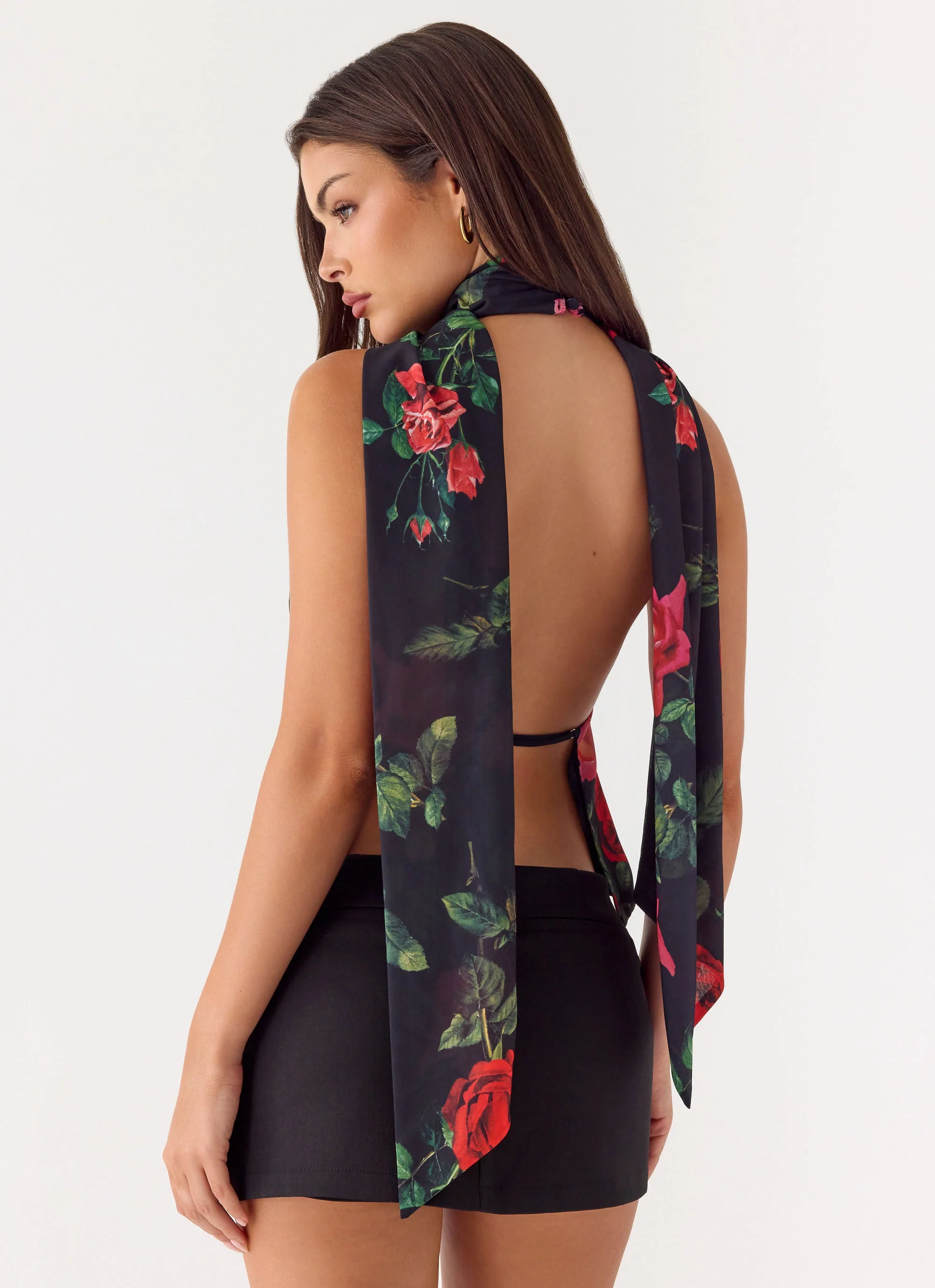 Get Me Halter Backless Top - Midnight Bloom - Image 5
