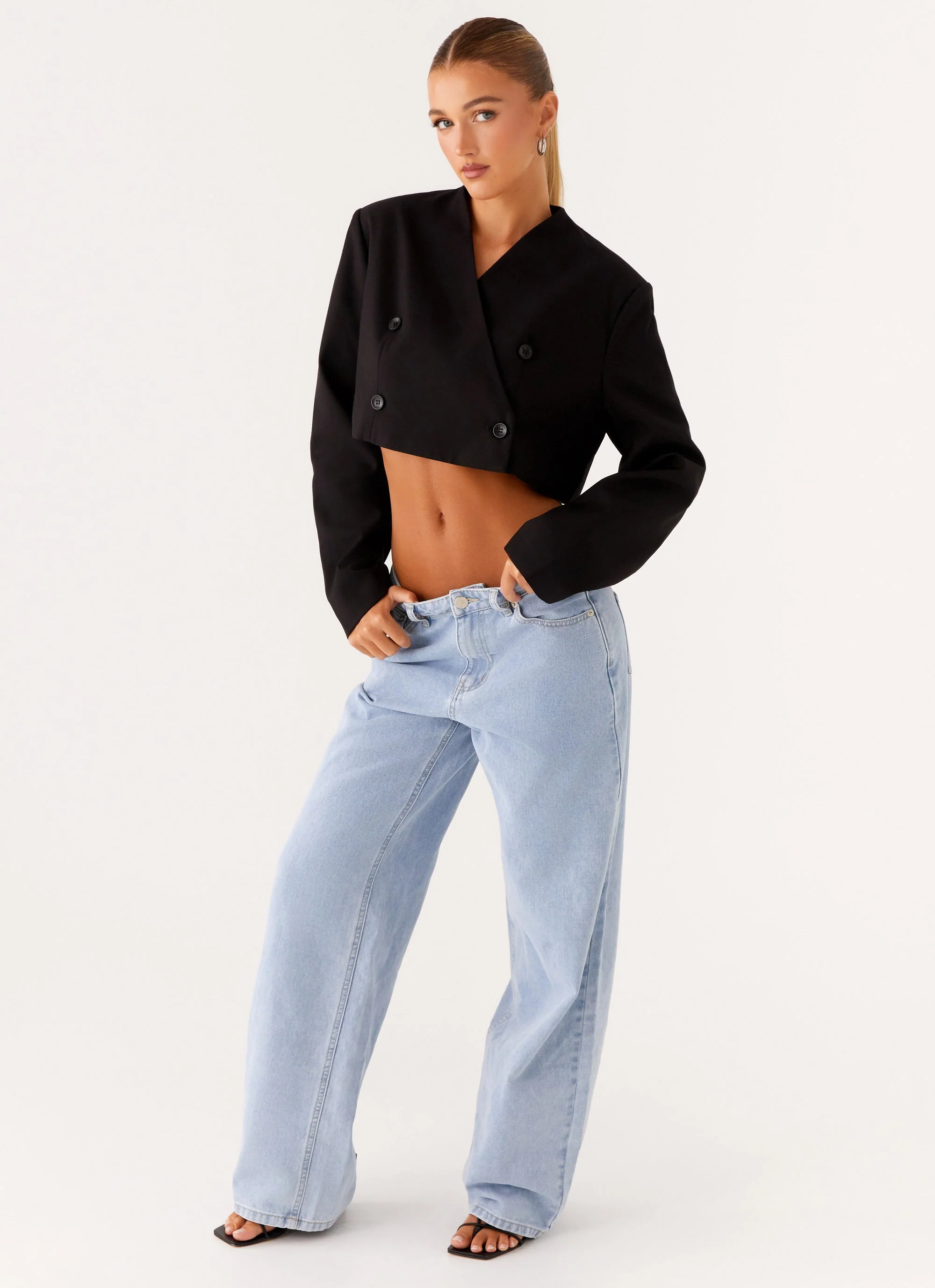 Giana Cropped Blazer - Black - Image 5